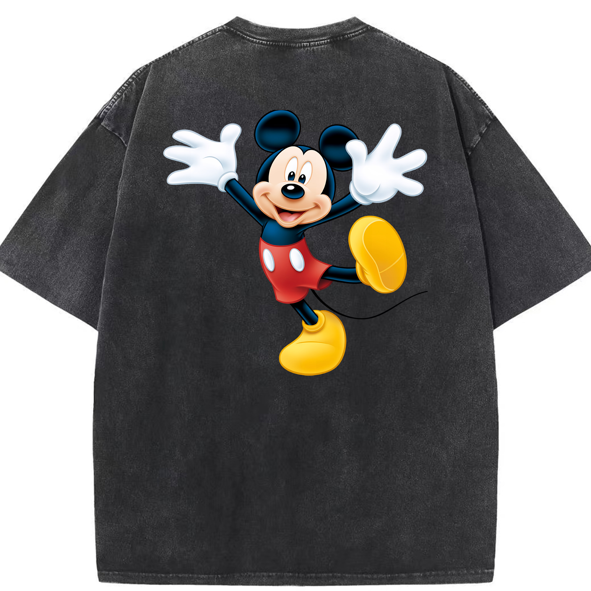 （画像用） ミッキーマウス Mickey Mouse 綿100% ヴィンテージ風 半袖Tシャツ（背面プリント）