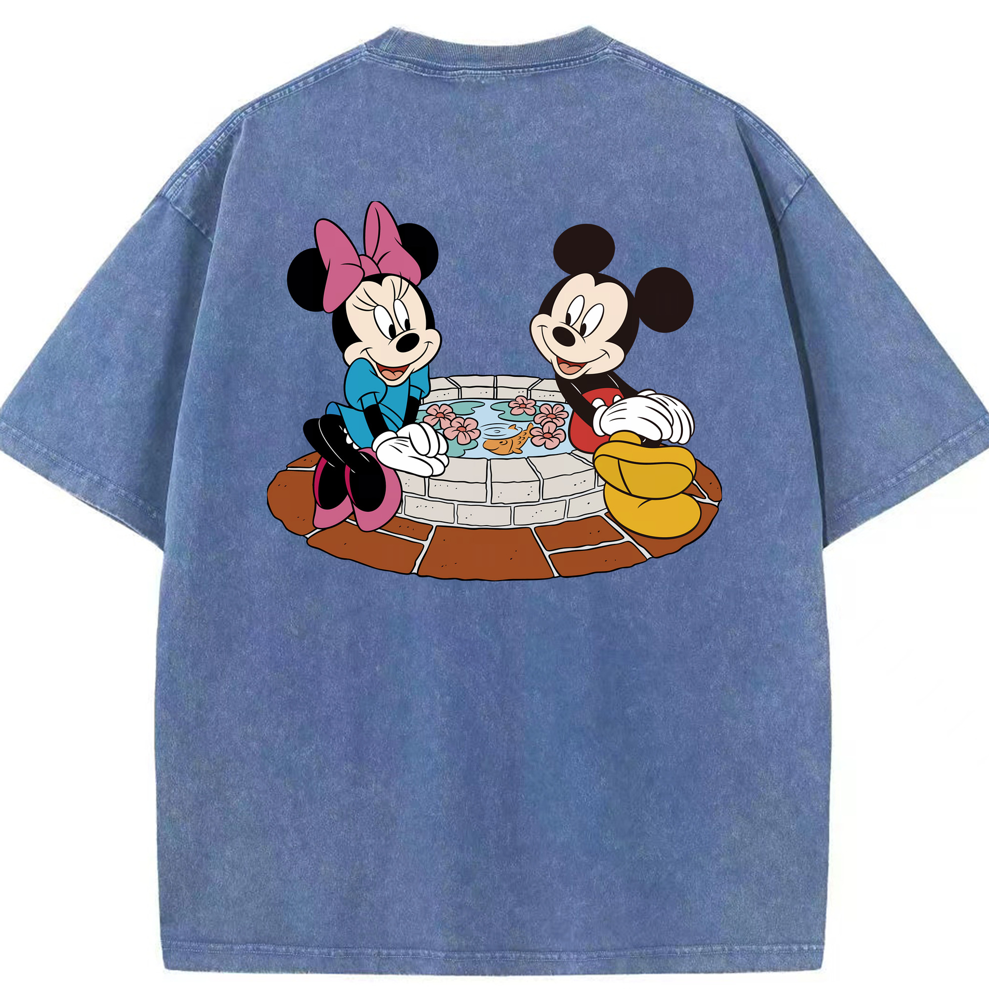 （画像用） ミッキーマウス Mickey Mouse 綿100% ヴィンテージ風 半袖Tシャツ（背面プリント）