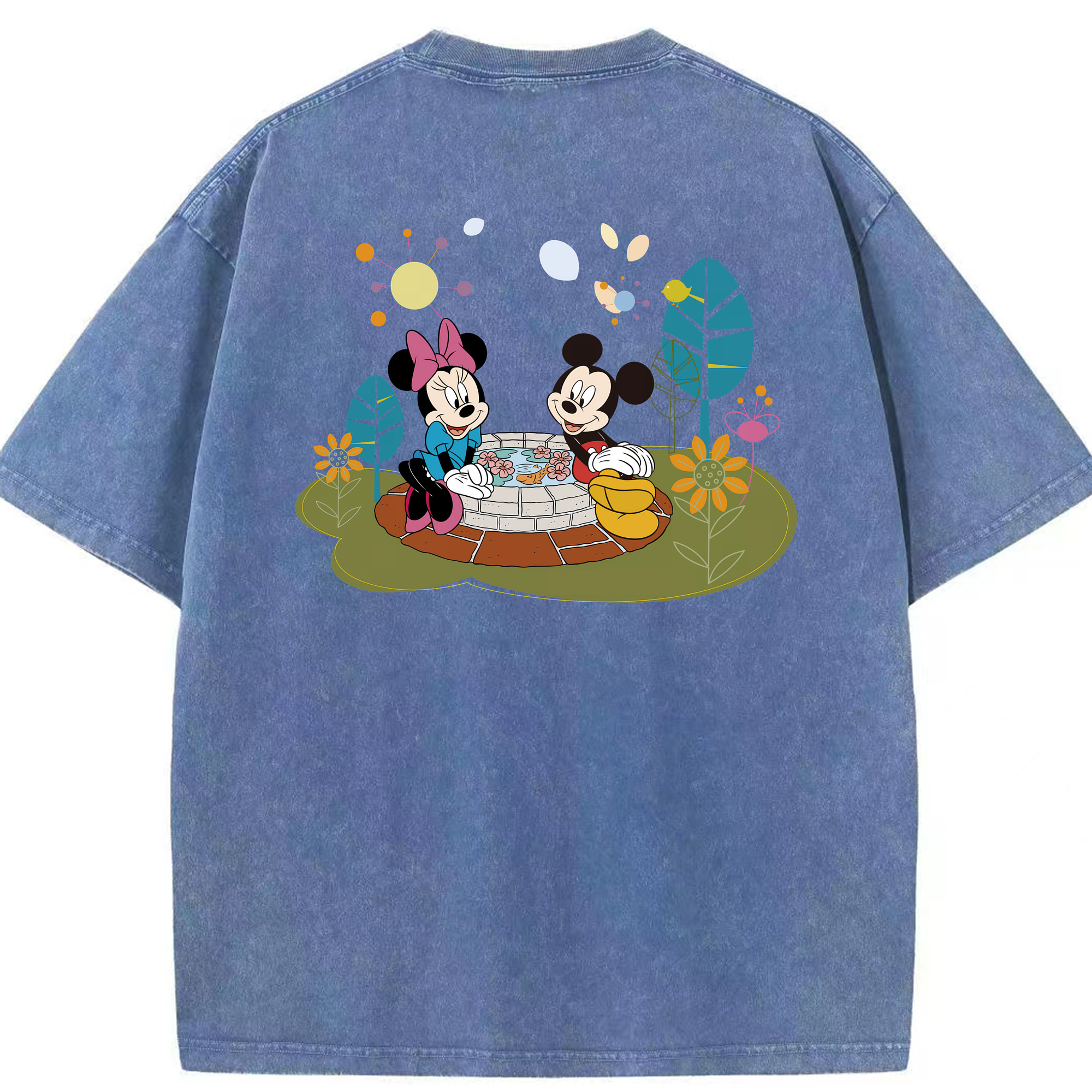 （画像用） ミッキーマウス Mickey Mouse 綿100% ヴィンテージ風 半袖Tシャツ（背面プリント）