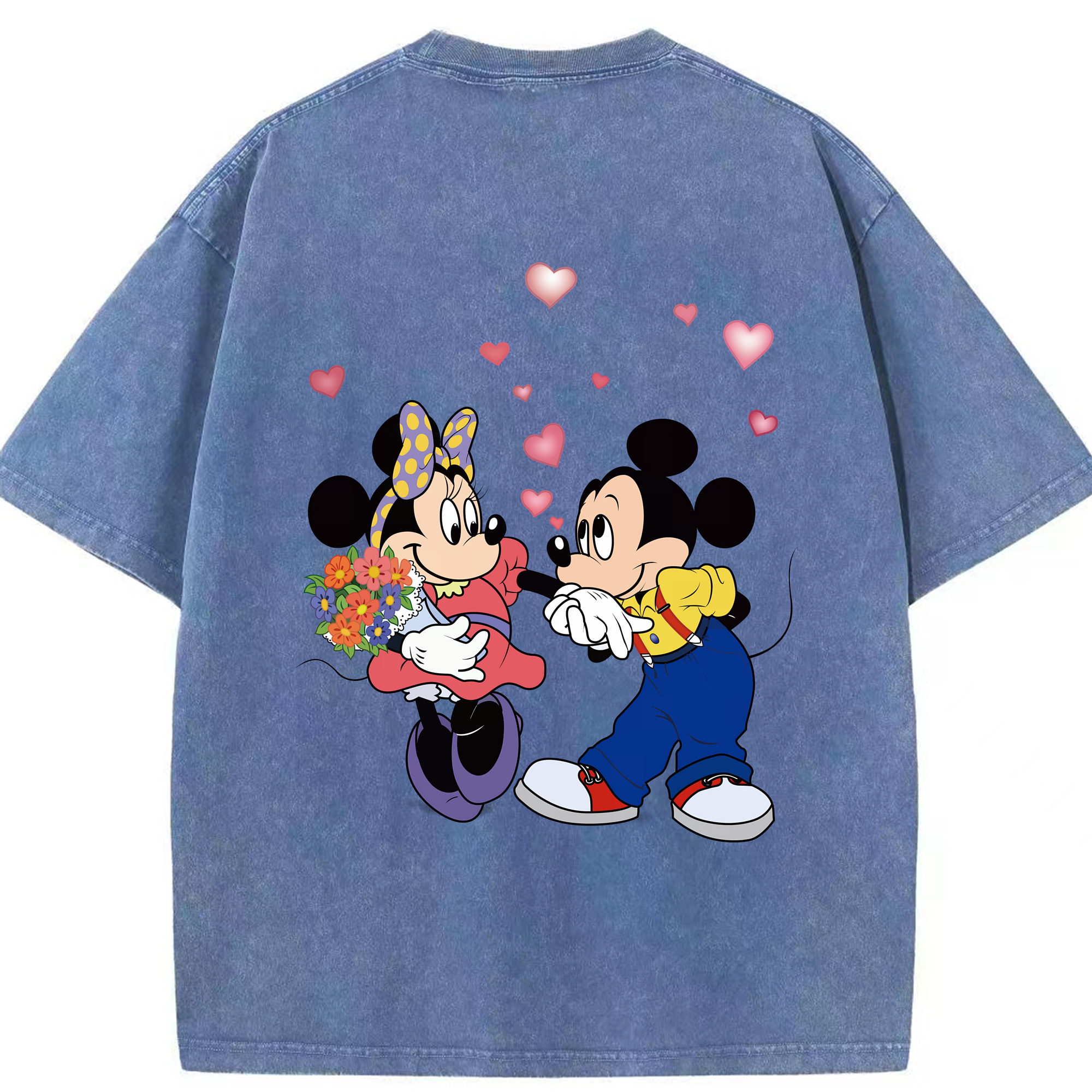 （画像用） ミッキーマウス Mickey Mouse 綿100% ヴィンテージ風 半袖Tシャツ（背面プリント）