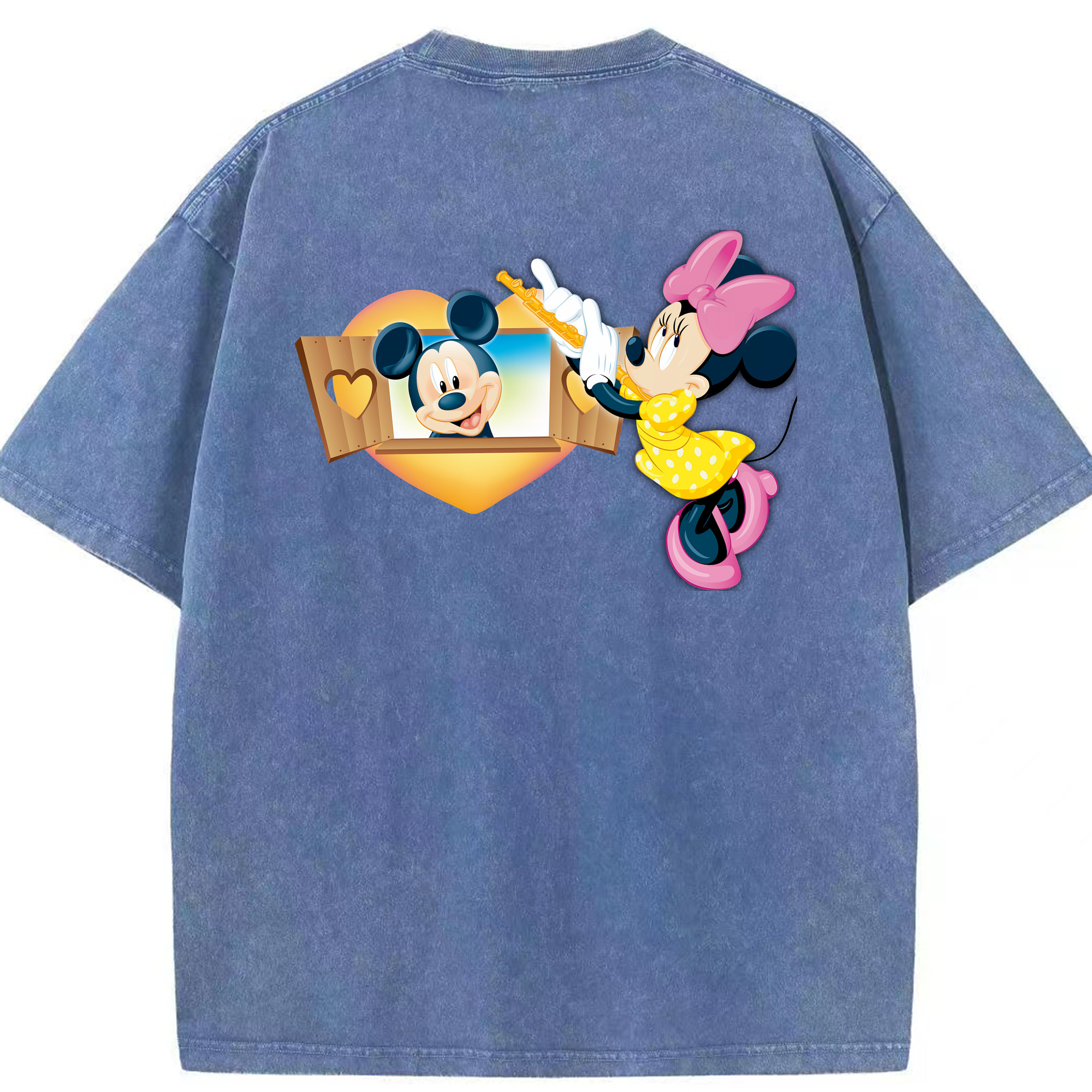 （画像用） ミッキーマウス Mickey Mouse 綿100% ヴィンテージ風 半袖Tシャツ（背面プリント）