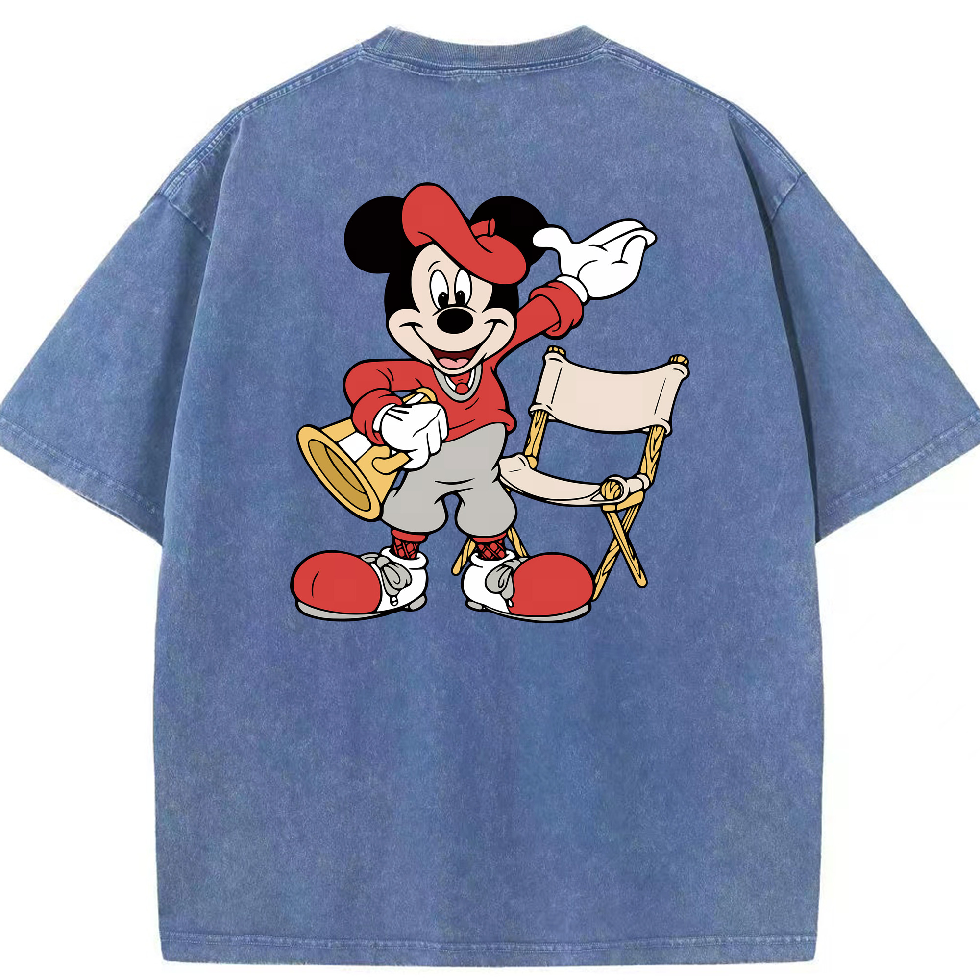 （画像用） ミッキーマウス Mickey Mouse 綿100% ヴィンテージ風 半袖Tシャツ（背面プリント）