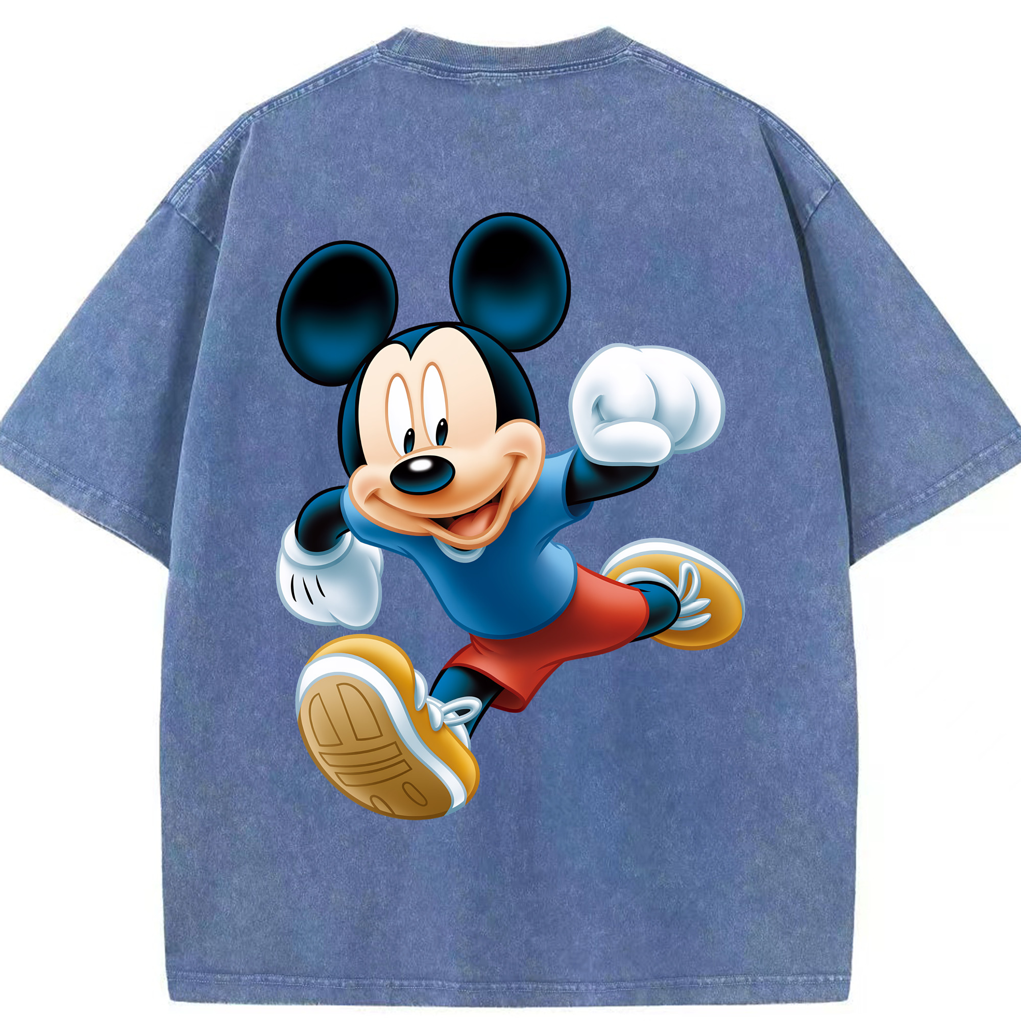 （画像用） ミッキーマウス Mickey Mouse 綿100% ヴィンテージ風 半袖Tシャツ（背面プリント）