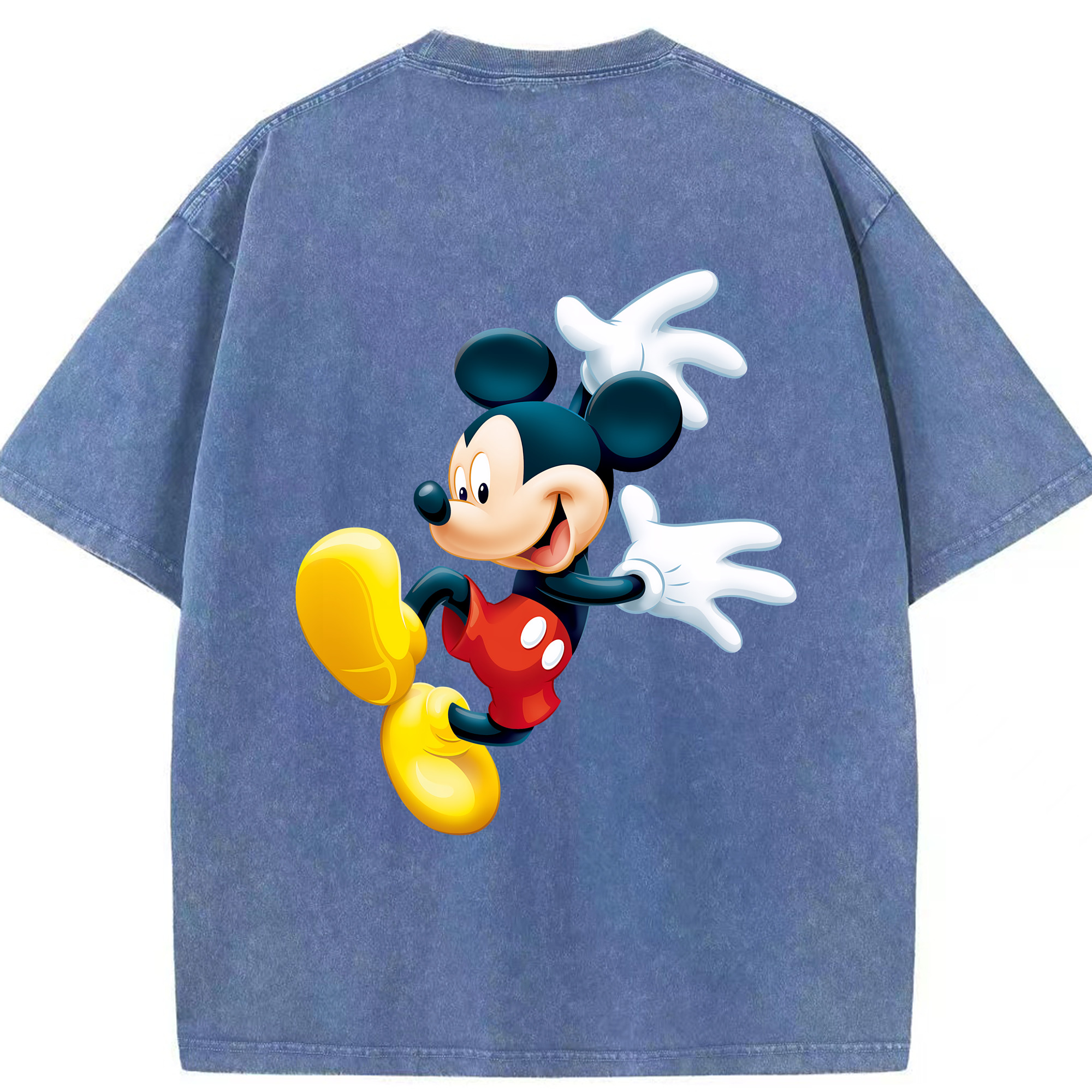 （画像用） ミッキーマウス Mickey Mouse 綿100% ヴィンテージ風 半袖Tシャツ（背面プリント）