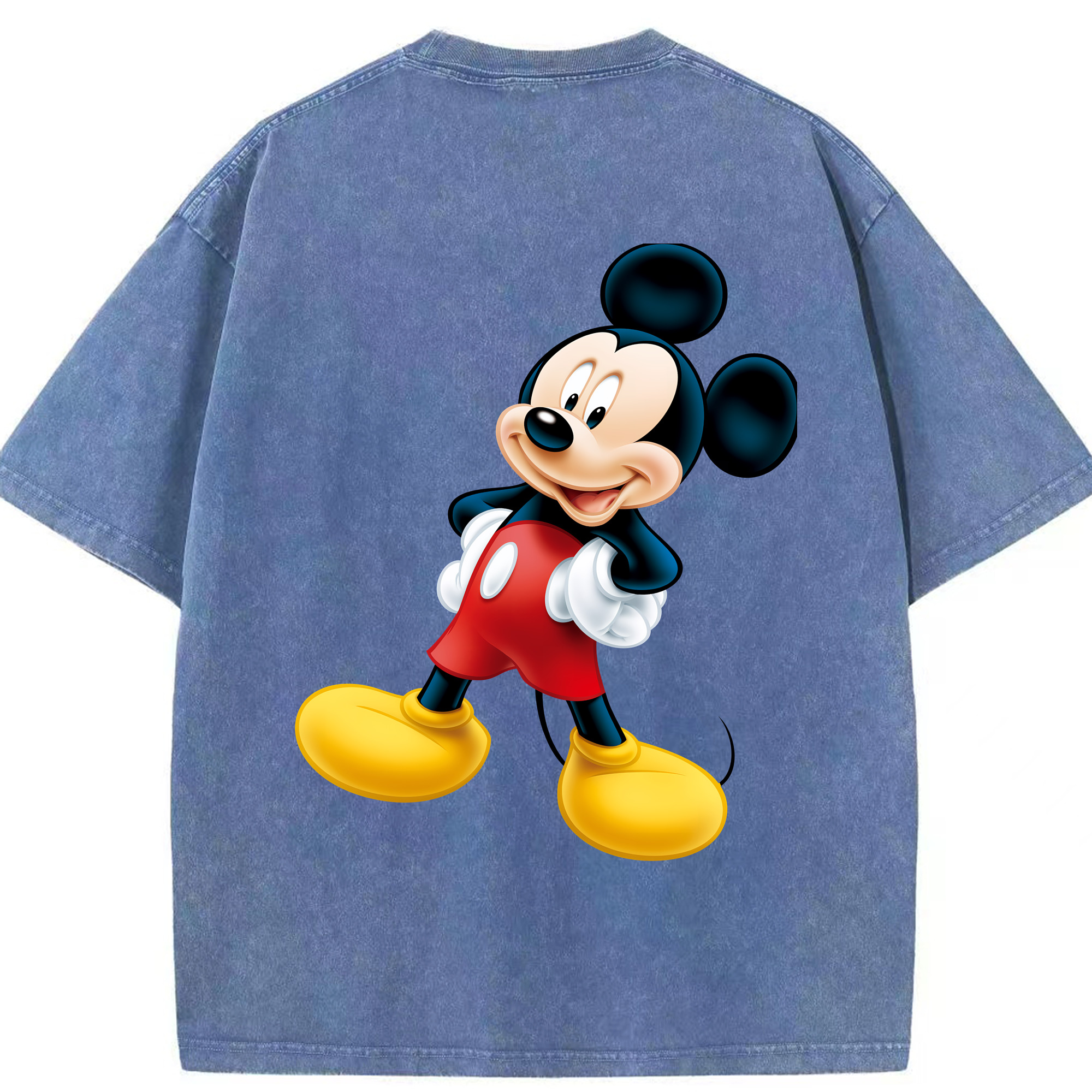 （画像用） ミッキーマウス Mickey Mouse 綿100% ヴィンテージ風 半袖Tシャツ（背面プリント）
