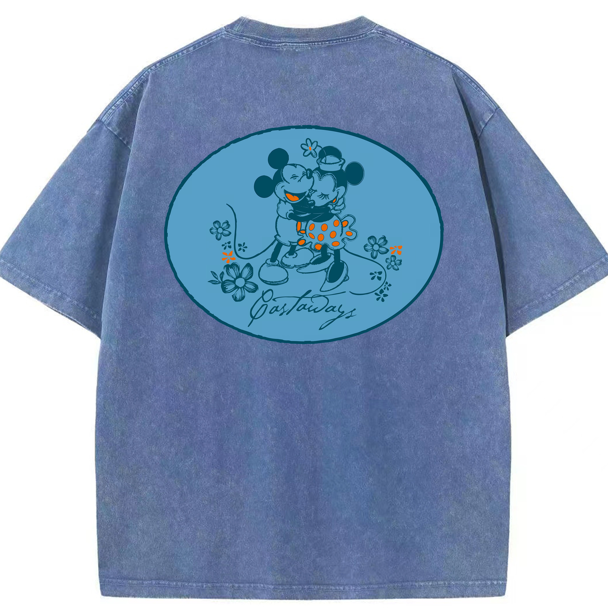 （画像用） ミッキーマウス Mickey Mouse 綿100% ヴィンテージ風 半袖Tシャツ（背面プリント）