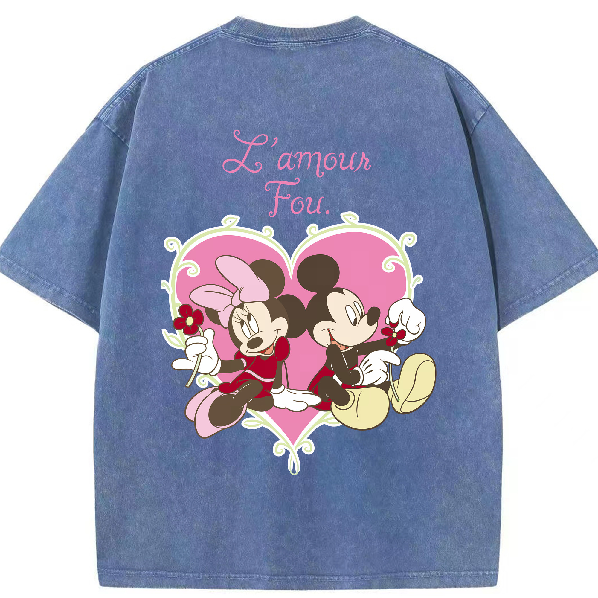 （画像用） ミッキーマウス Mickey Mouse 綿100% ヴィンテージ風 半袖Tシャツ（背面プリント）