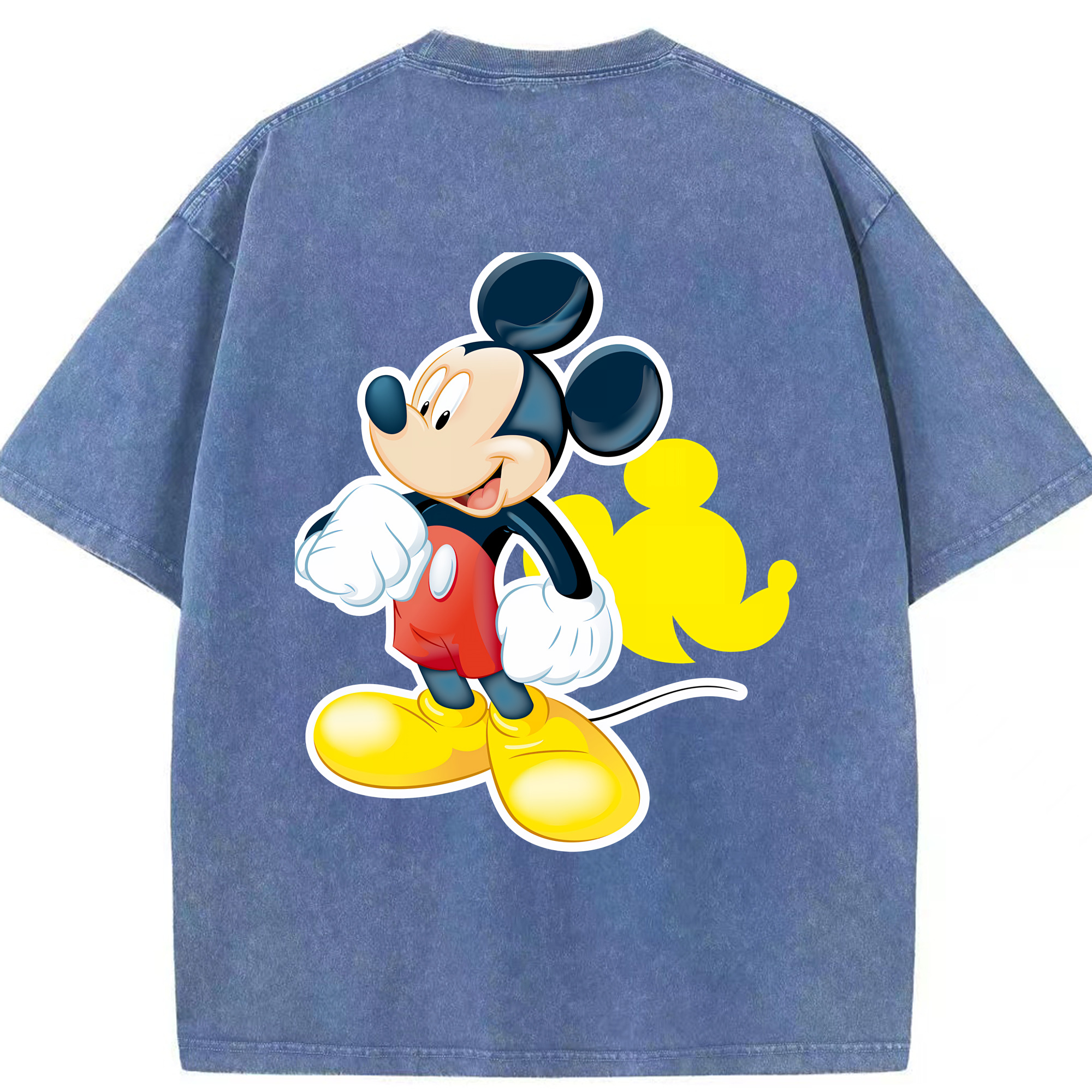 （画像用） ミッキーマウス Mickey Mouse 綿100% ヴィンテージ風 半袖Tシャツ（背面プリント）