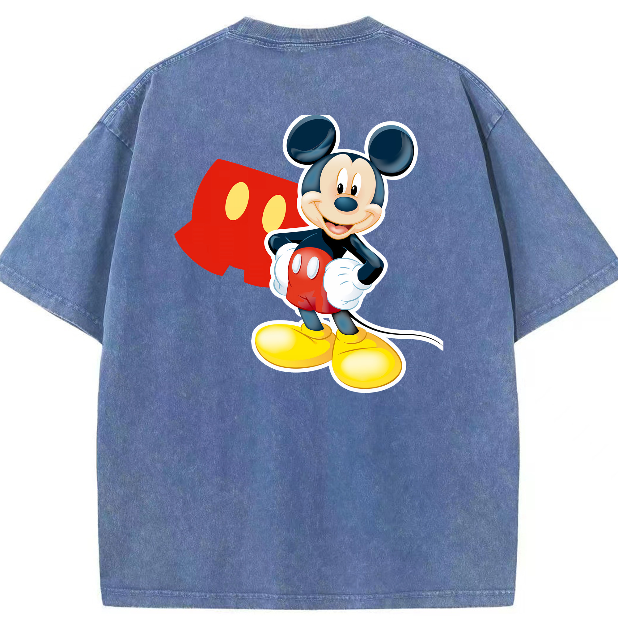 （画像用） ミッキーマウス Mickey Mouse 綿100% ヴィンテージ風 半袖Tシャツ（背面プリント）