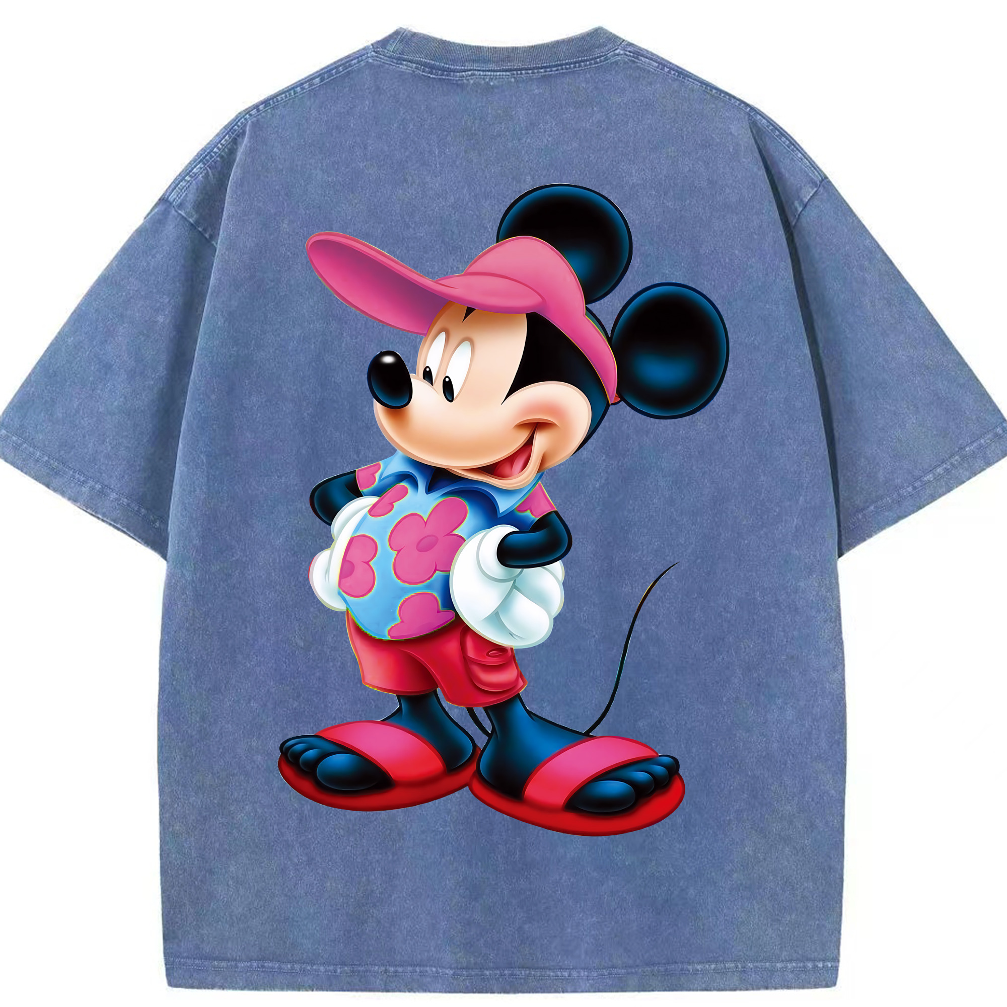 （画像用） ミッキーマウス Mickey Mouse 綿100% ヴィンテージ風 半袖Tシャツ（背面プリント）