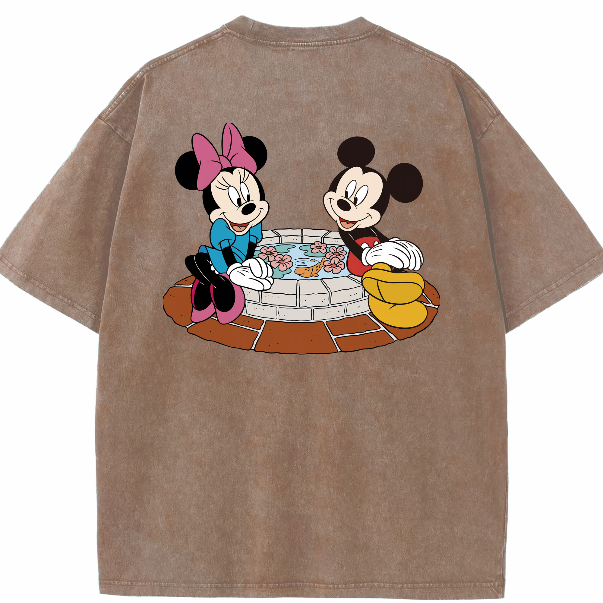 （画像用） ミッキーマウス Mickey Mouse 綿100% ヴィンテージ風 半袖Tシャツ（背面プリント）