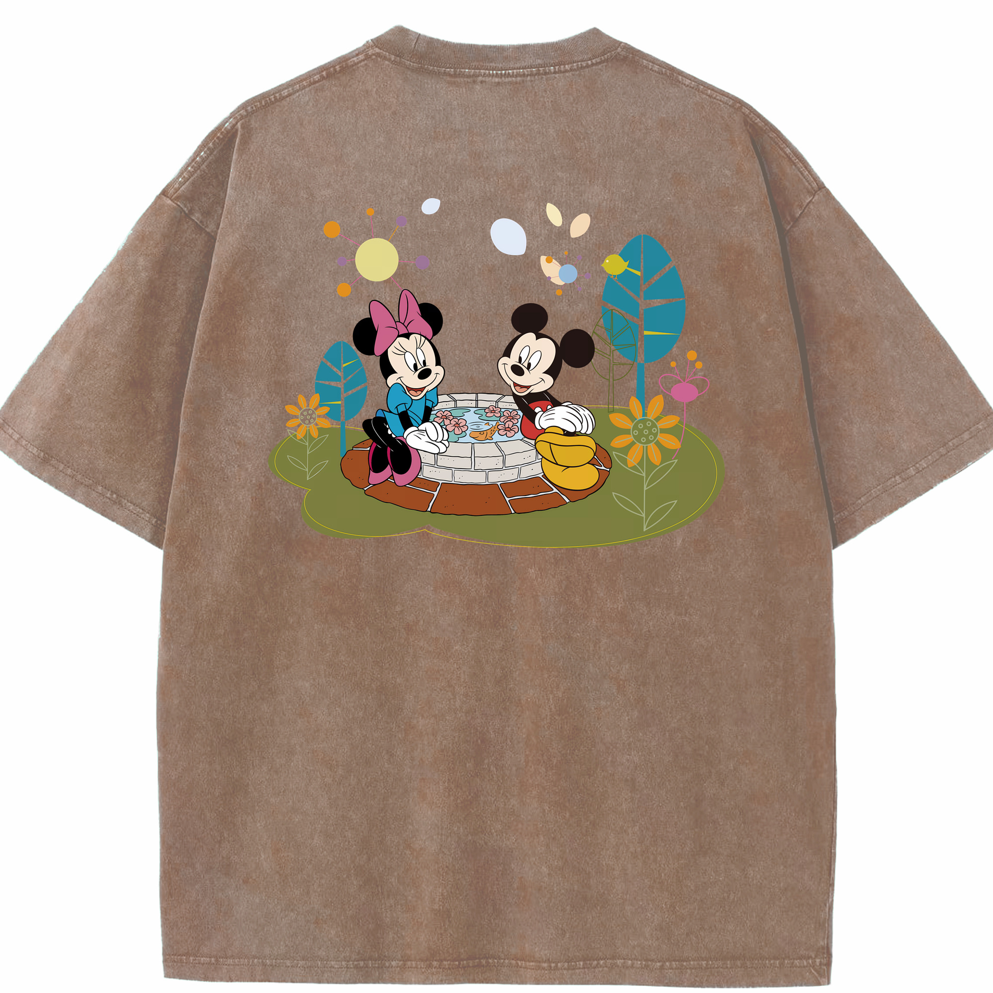 （画像用） ミッキーマウス Mickey Mouse 綿100% ヴィンテージ風 半袖Tシャツ（背面プリント）