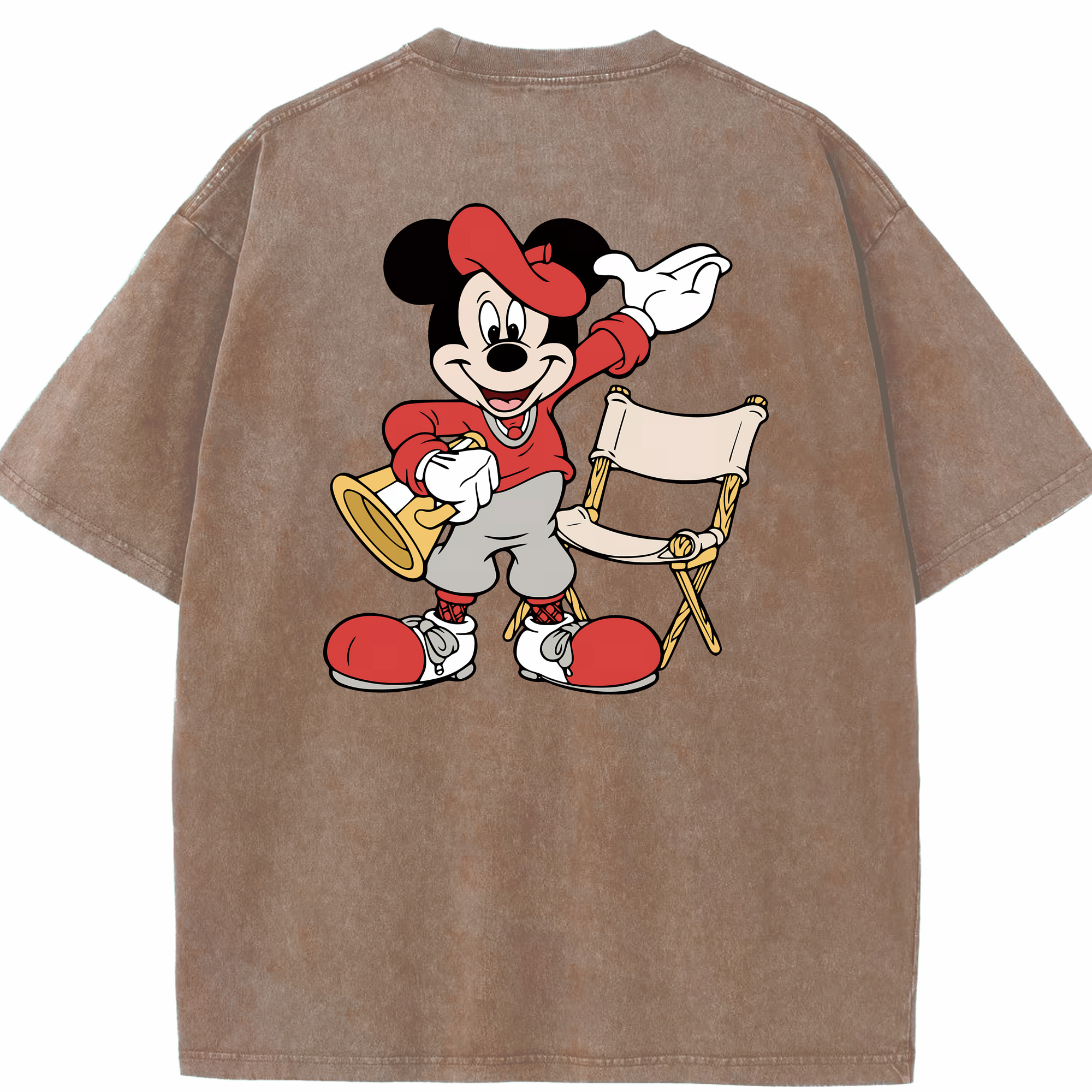（画像用） ミッキーマウス Mickey Mouse 綿100% ヴィンテージ風 半袖Tシャツ（背面プリント）