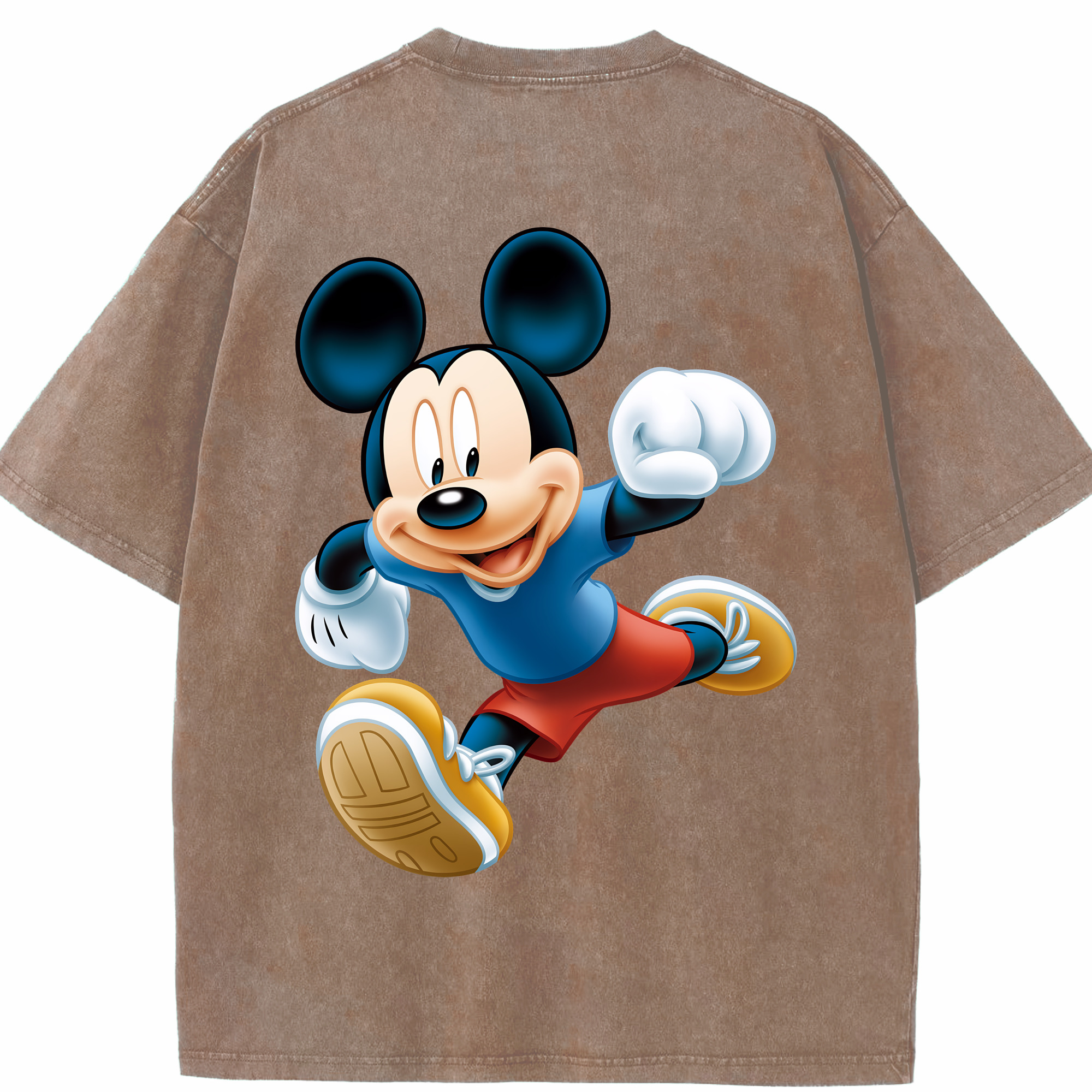 （画像用） ミッキーマウス Mickey Mouse 綿100% ヴィンテージ風 半袖Tシャツ（背面プリント）