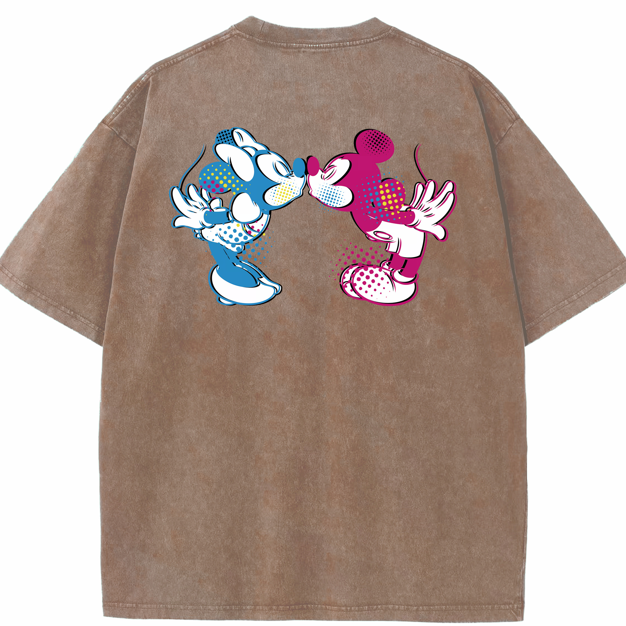 （画像用） ミッキーマウス Mickey Mouse 綿100% ヴィンテージ風 半袖Tシャツ（背面プリント）