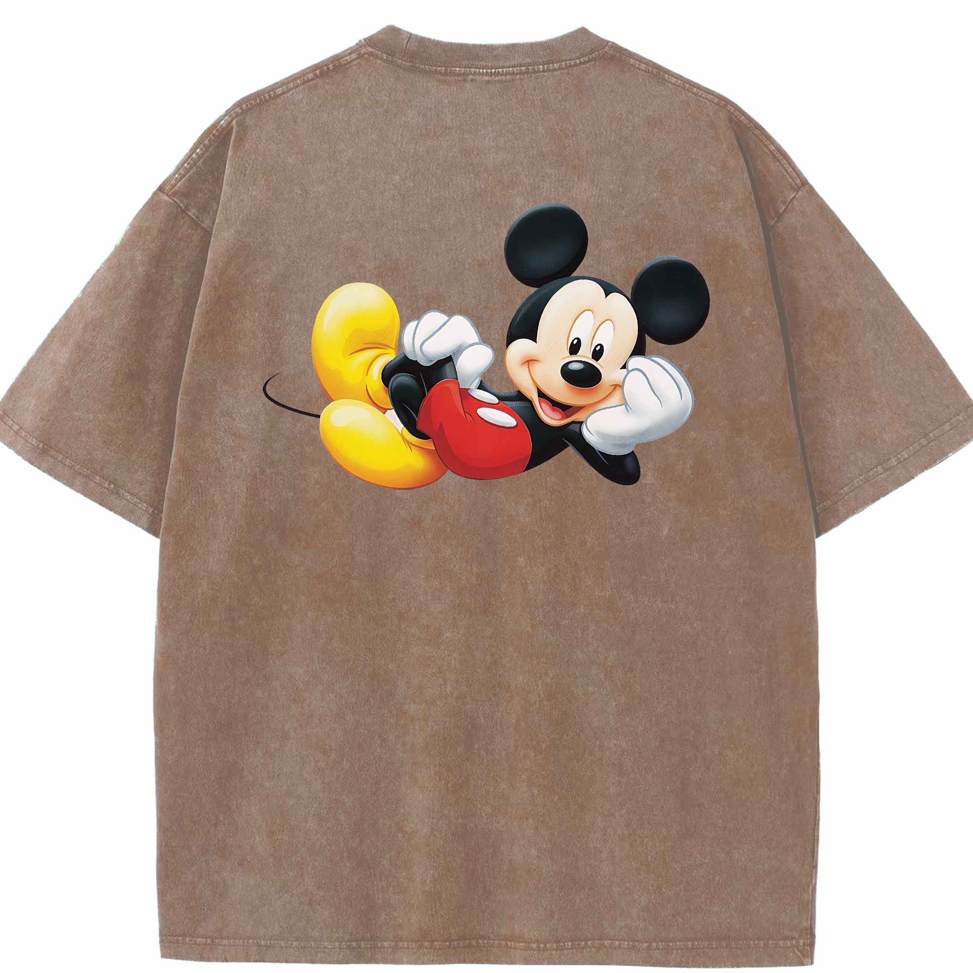 （画像用） ミッキーマウス Mickey Mouse 綿100% ヴィンテージ風 半袖Tシャツ（背面プリント）