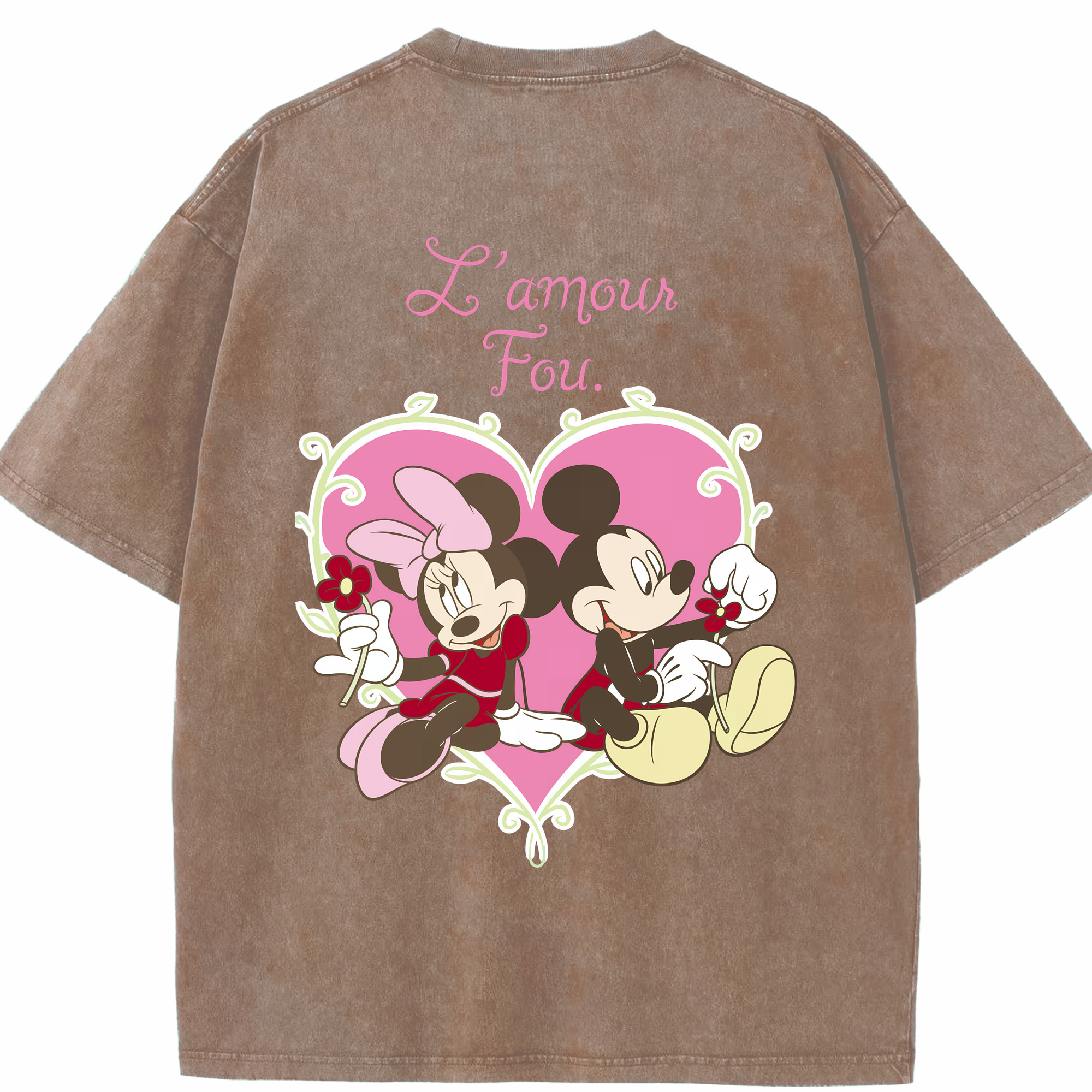 （画像用） ミッキーマウス Mickey Mouse 綿100% ヴィンテージ風 半袖Tシャツ（背面プリント）