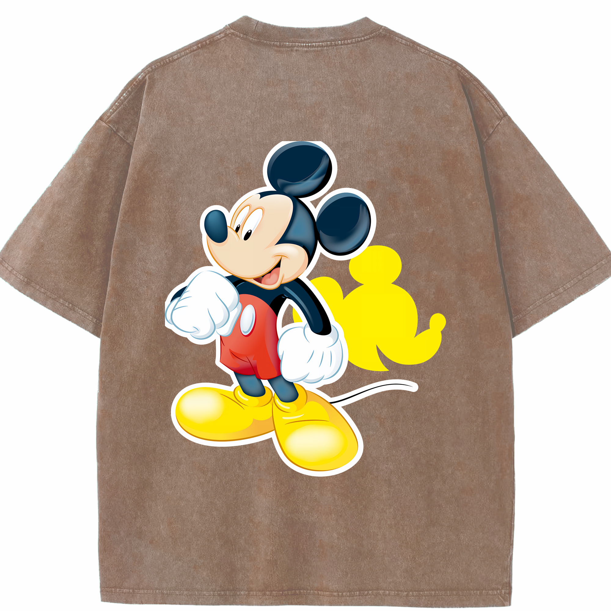（画像用） ミッキーマウス Mickey Mouse 綿100% ヴィンテージ風 半袖Tシャツ（背面プリント）
