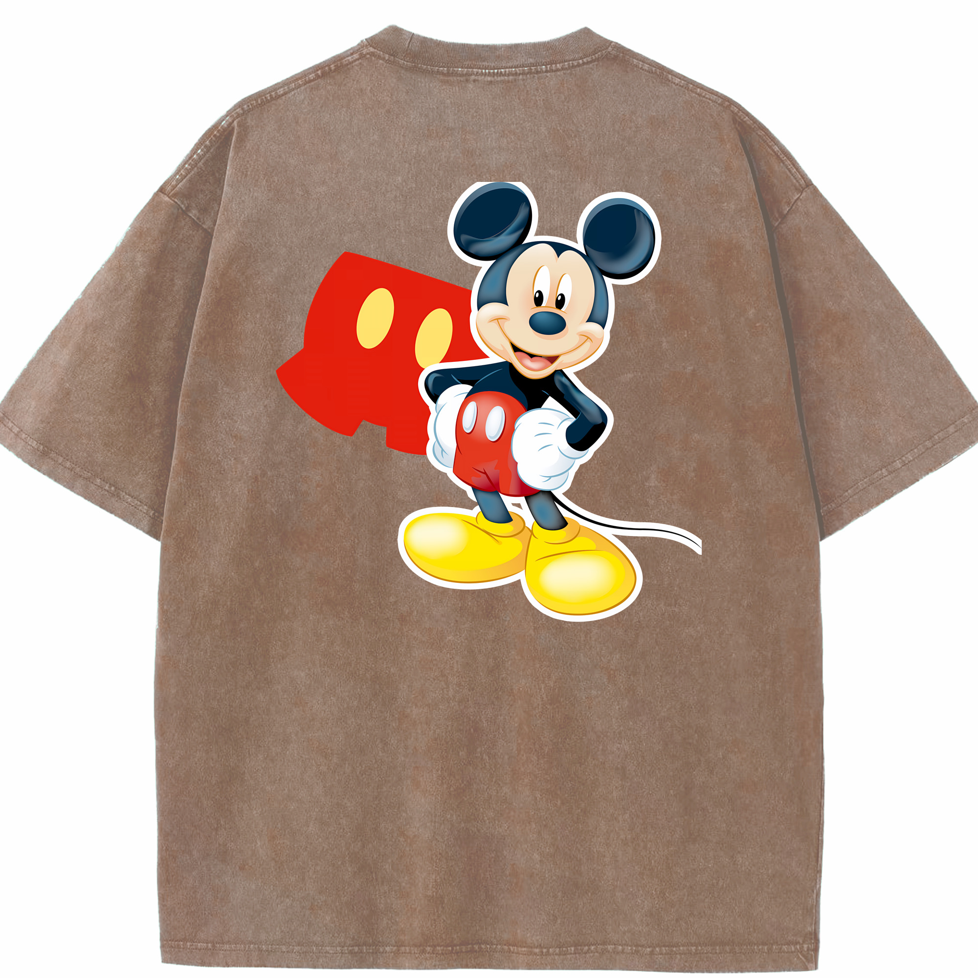 （画像用） ミッキーマウス Mickey Mouse 綿100% ヴィンテージ風 半袖Tシャツ（背面プリント）