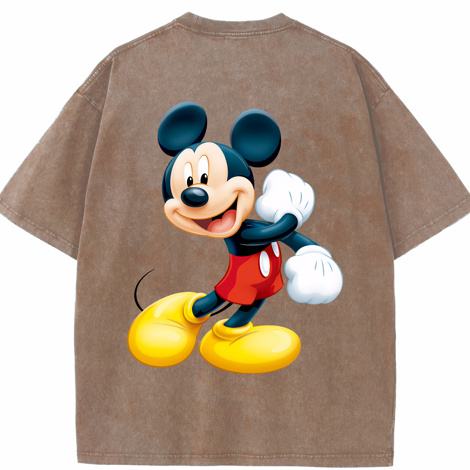 （画像用） ミッキーマウス Mickey Mouse 綿100% ヴィンテージ風 半袖Tシャツ（背面プリント）