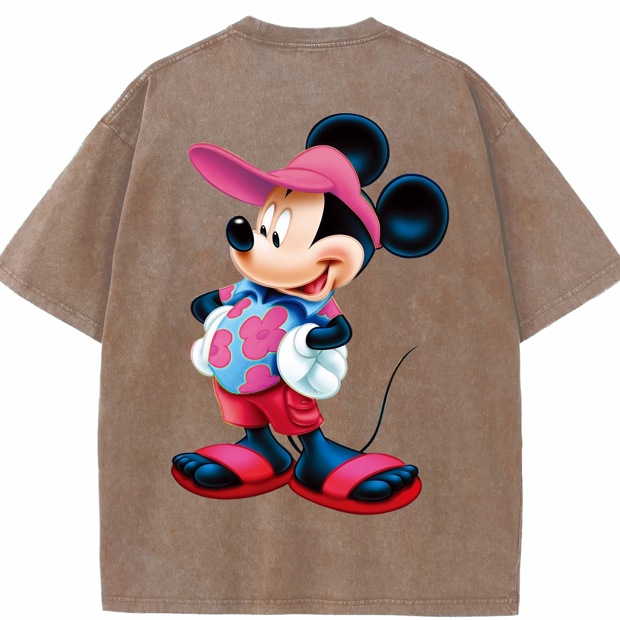 （画像用） ミッキーマウス Mickey Mouse 綿100% ヴィンテージ風 半袖Tシャツ（背面プリント）