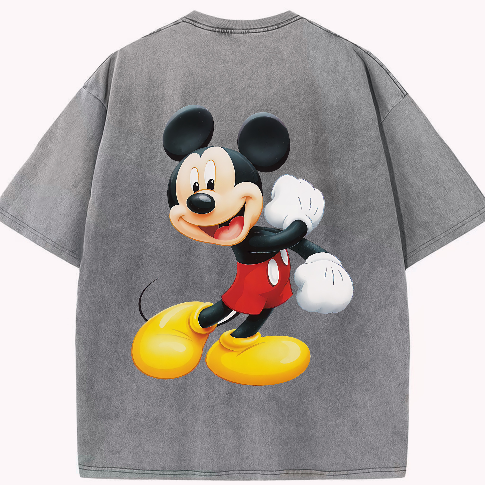 （画像用） ミッキーマウス Mickey Mouse 綿100% ヴィンテージ風 半袖Tシャツ（背面プリント）