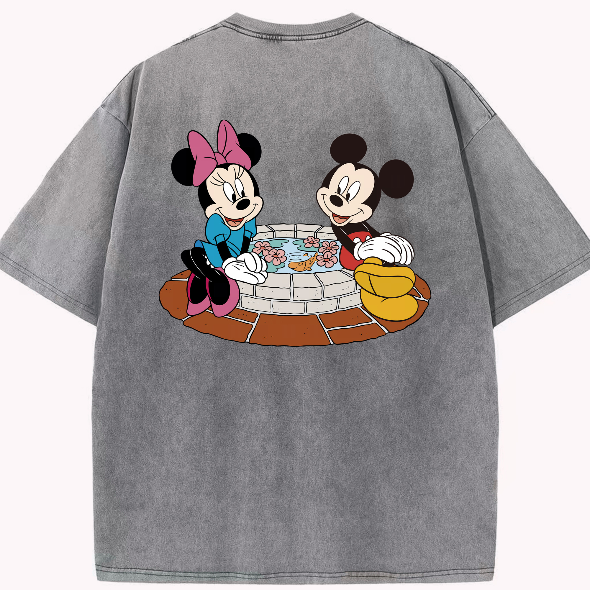 （画像用） ミッキーマウス Mickey Mouse 綿100% ヴィンテージ風 半袖Tシャツ（背面プリント）