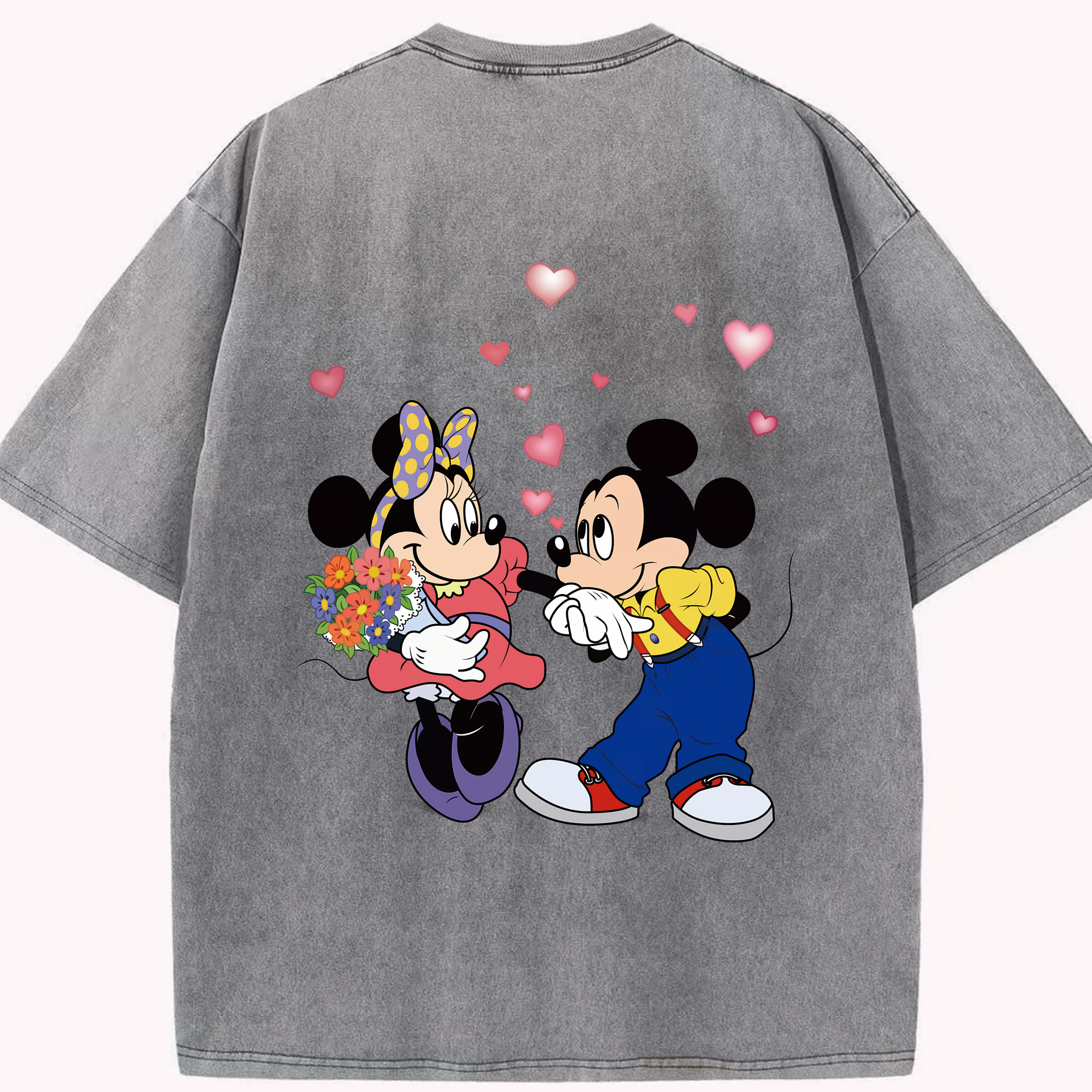 （画像用） ミッキーマウス Mickey Mouse 綿100% ヴィンテージ風 半袖Tシャツ（背面プリント）
