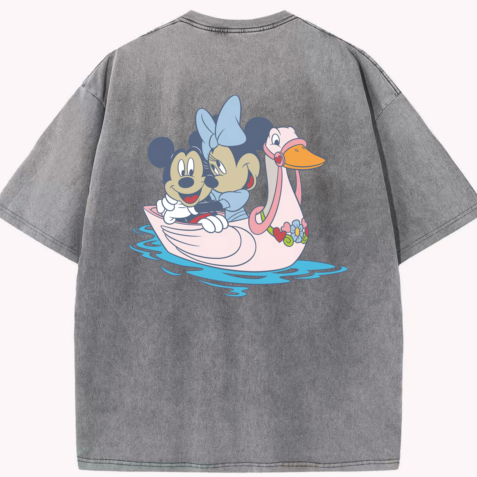 （画像用） ミッキーマウス Mickey Mouse 綿100% ヴィンテージ風 半袖Tシャツ（背面プリント）