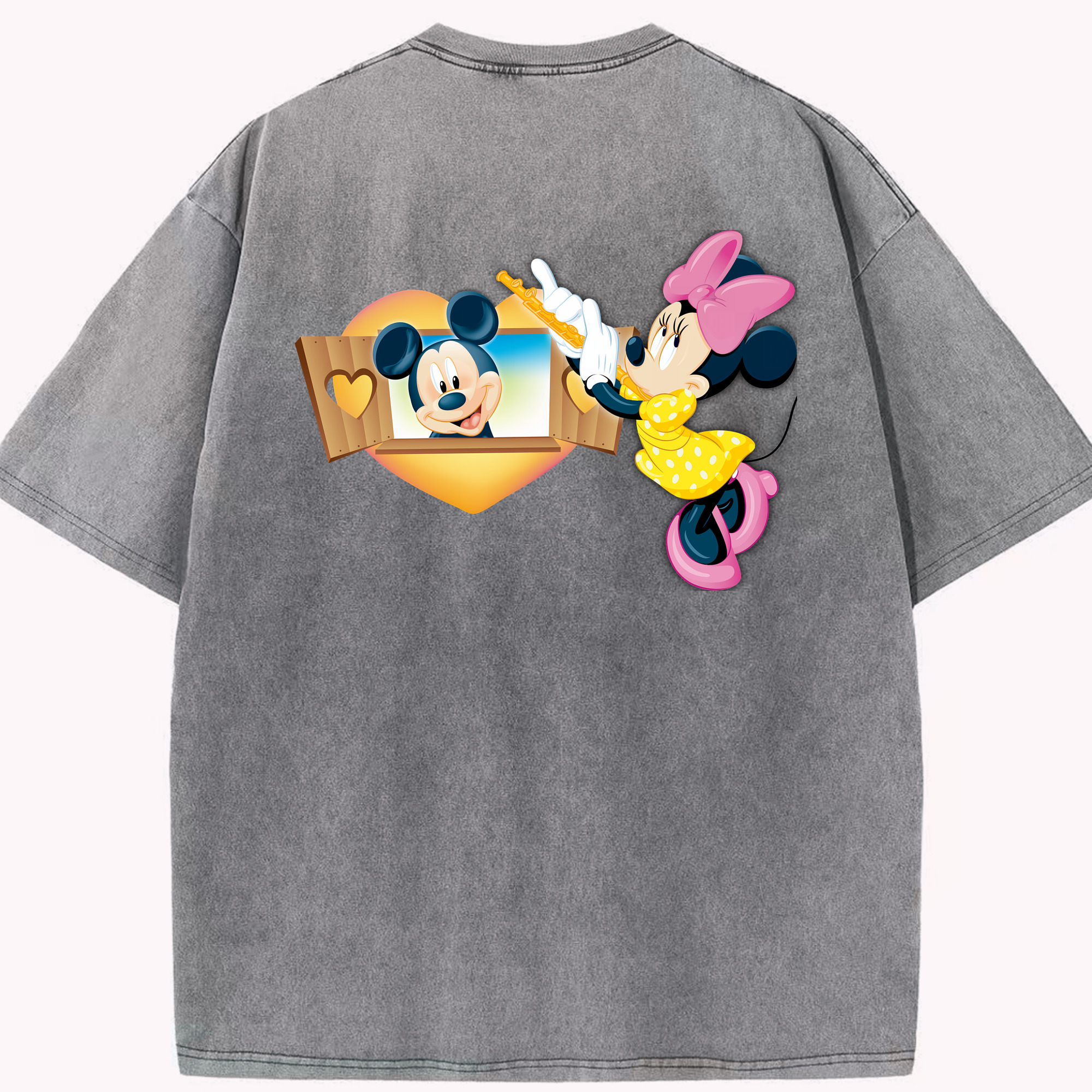 （画像用） ミッキーマウス Mickey Mouse 綿100% ヴィンテージ風 半袖Tシャツ（背面プリント）