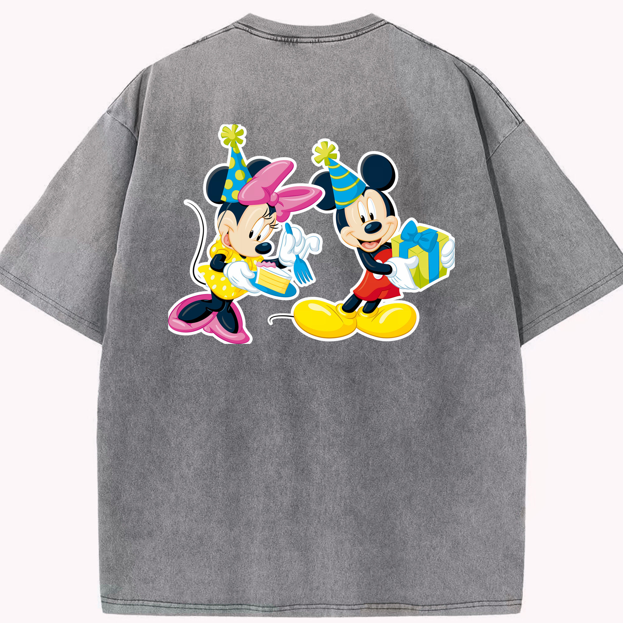 （画像用） ミッキーマウス Mickey Mouse 綿100% ヴィンテージ風 半袖Tシャツ（背面プリント）