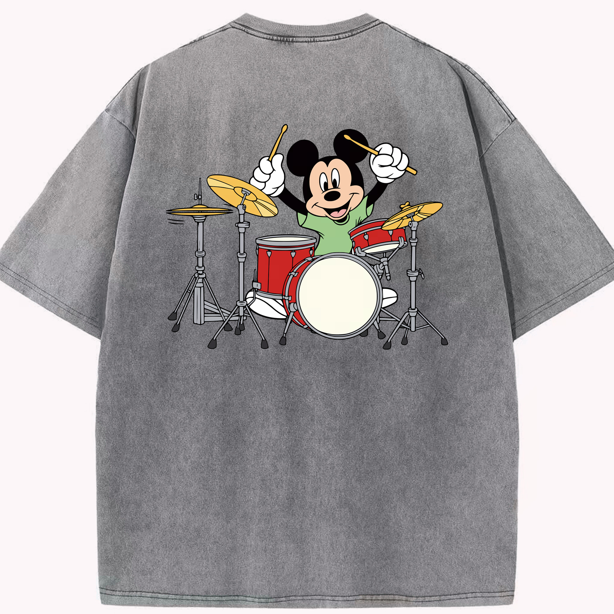 （画像用） ミッキーマウス Mickey Mouse 綿100% ヴィンテージ風 半袖Tシャツ（背面プリント）