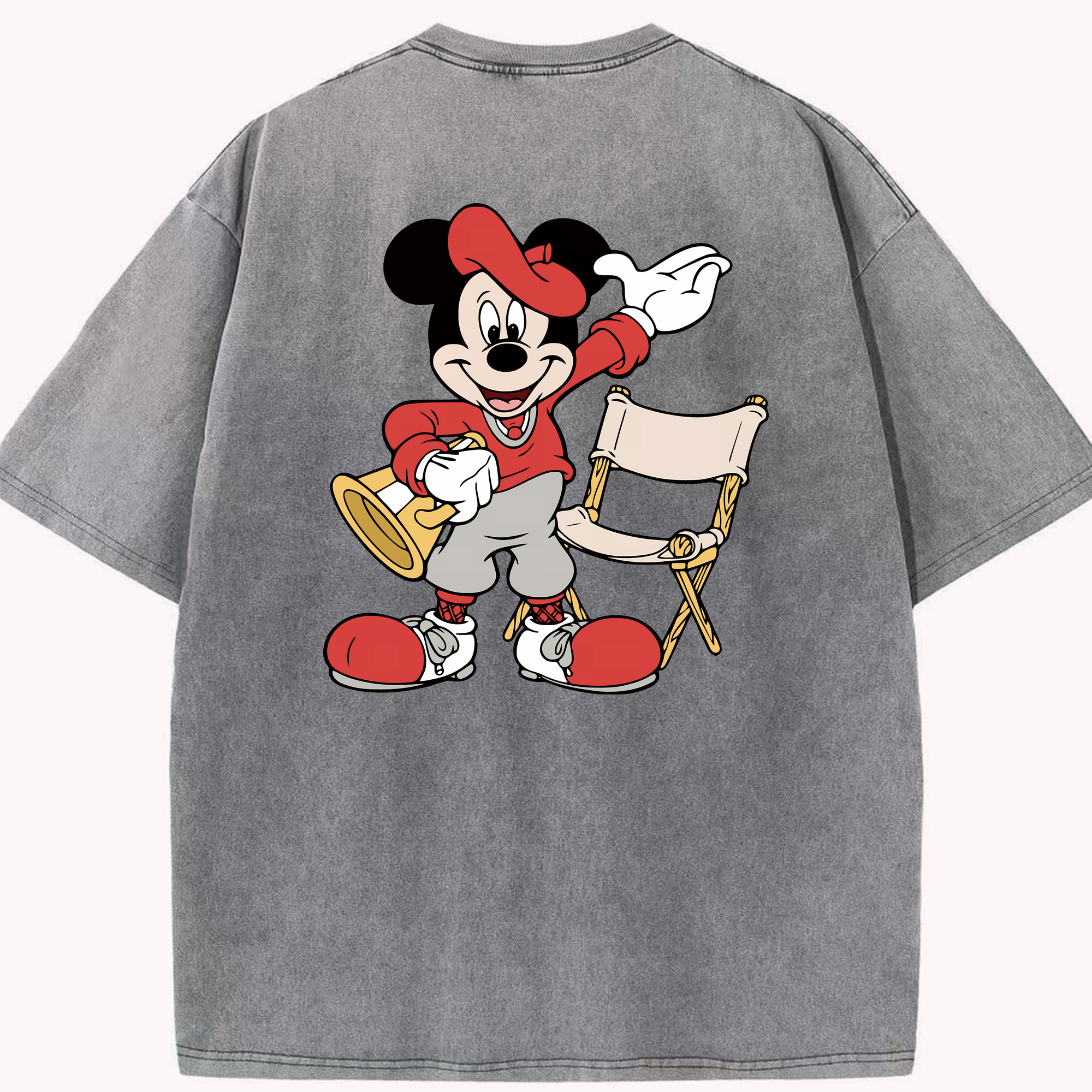 （画像用） ミッキーマウス Mickey Mouse 綿100% ヴィンテージ風 半袖Tシャツ（背面プリント）