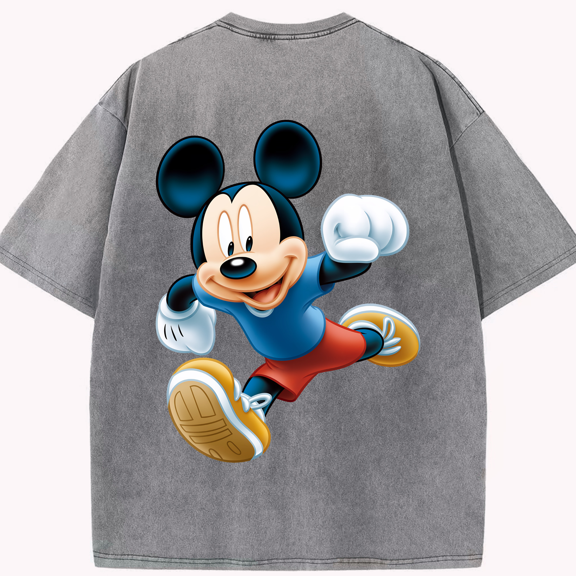 （画像用） ミッキーマウス Mickey Mouse 綿100% ヴィンテージ風 半袖Tシャツ（背面プリント）