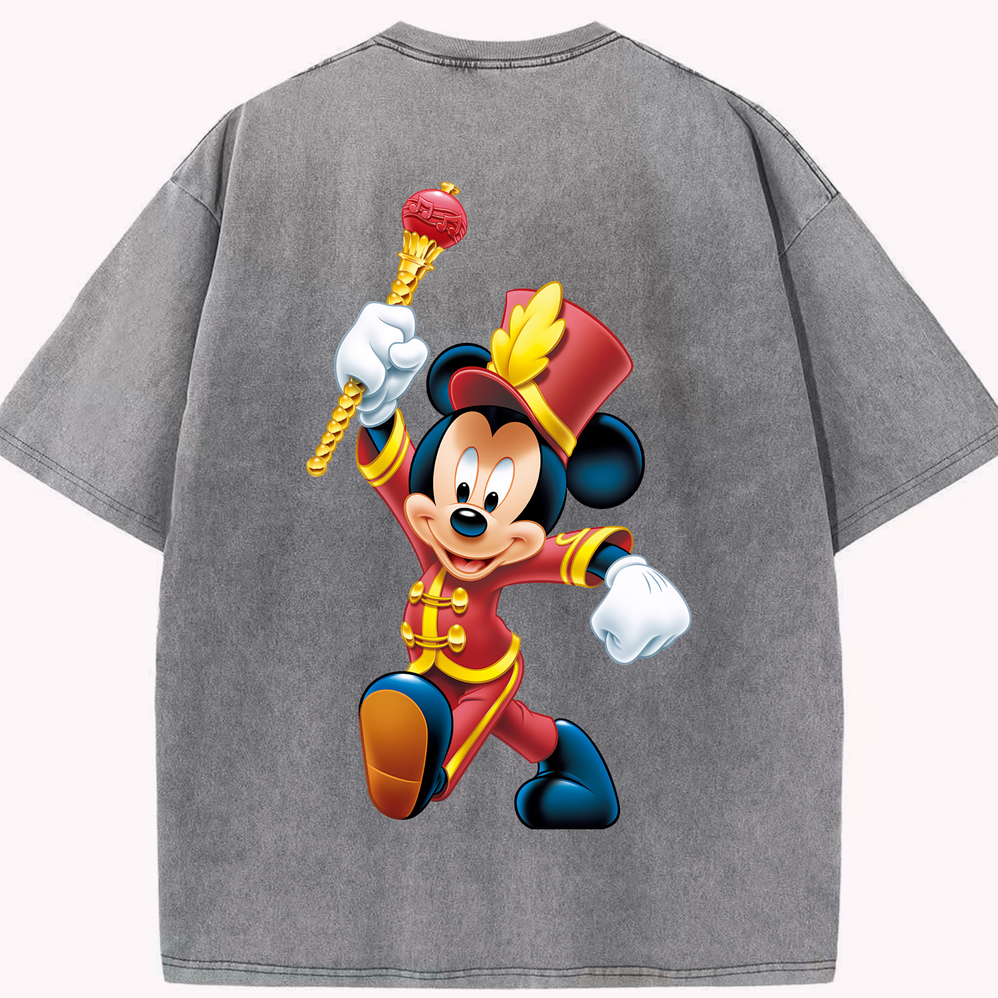 （画像用） ミッキーマウス Mickey Mouse 綿100% ヴィンテージ風 半袖Tシャツ（背面プリント）