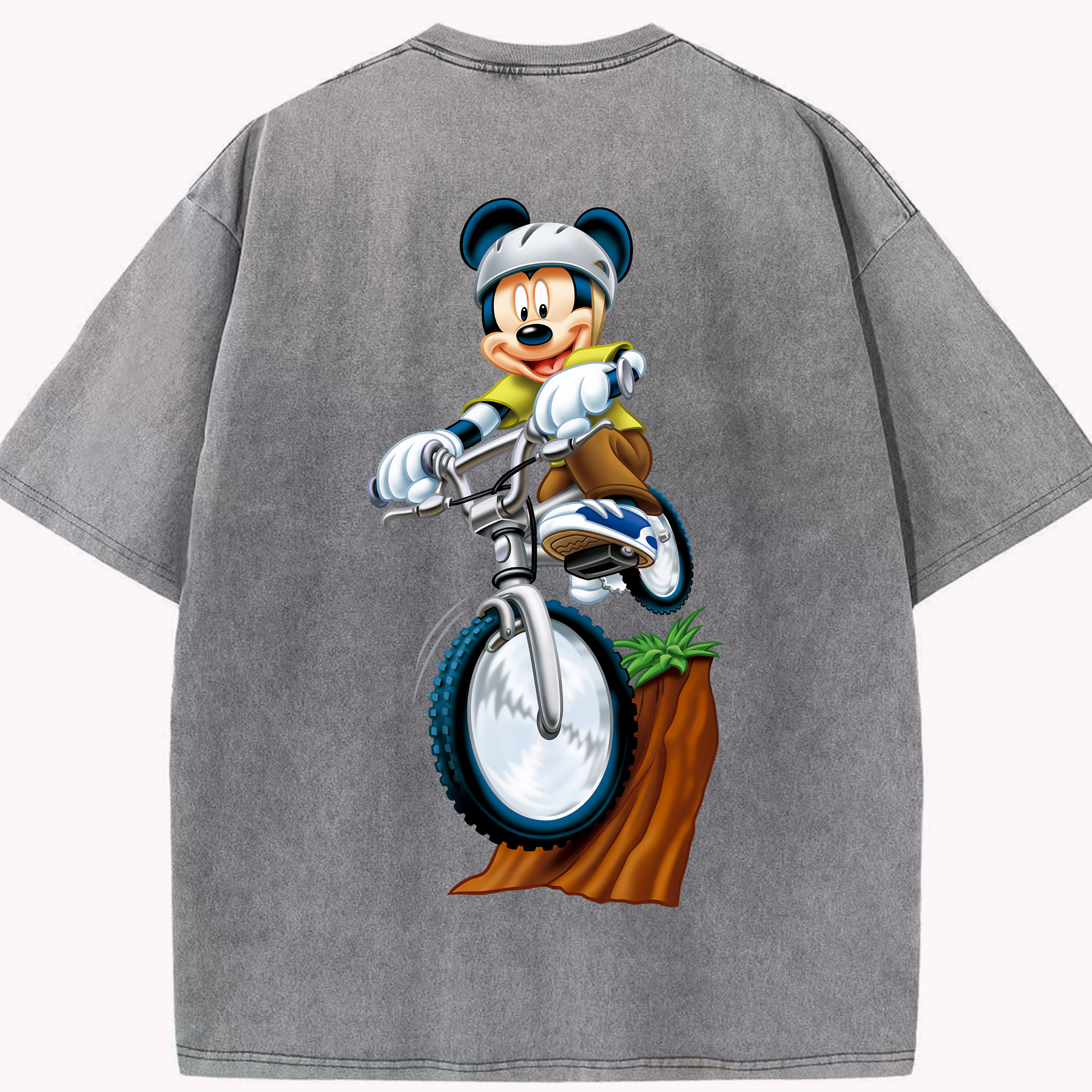 （画像用） ミッキーマウス Mickey Mouse 綿100% ヴィンテージ風 半袖Tシャツ（背面プリント）