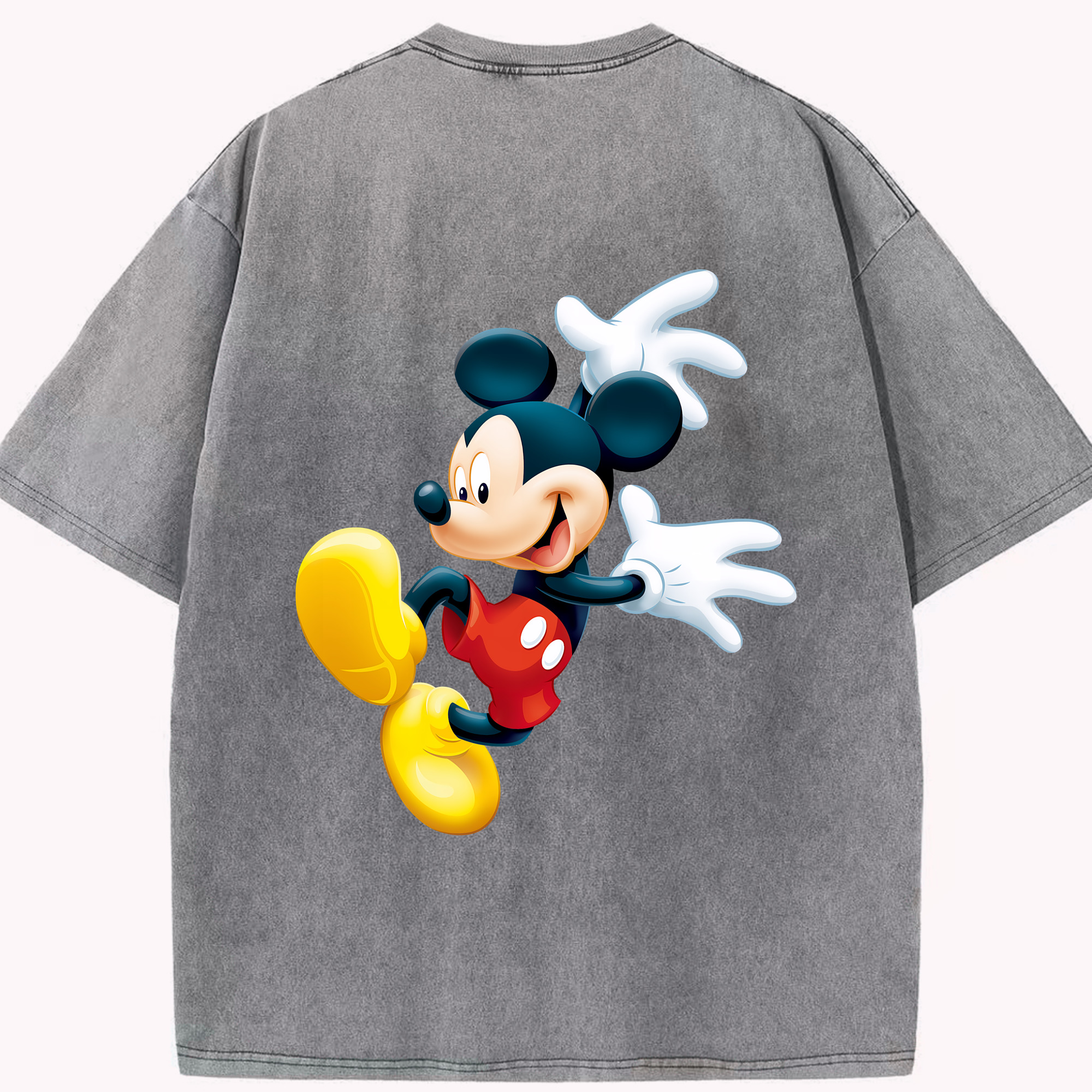 （画像用） ミッキーマウス Mickey Mouse 綿100% ヴィンテージ風 半袖Tシャツ（背面プリント）