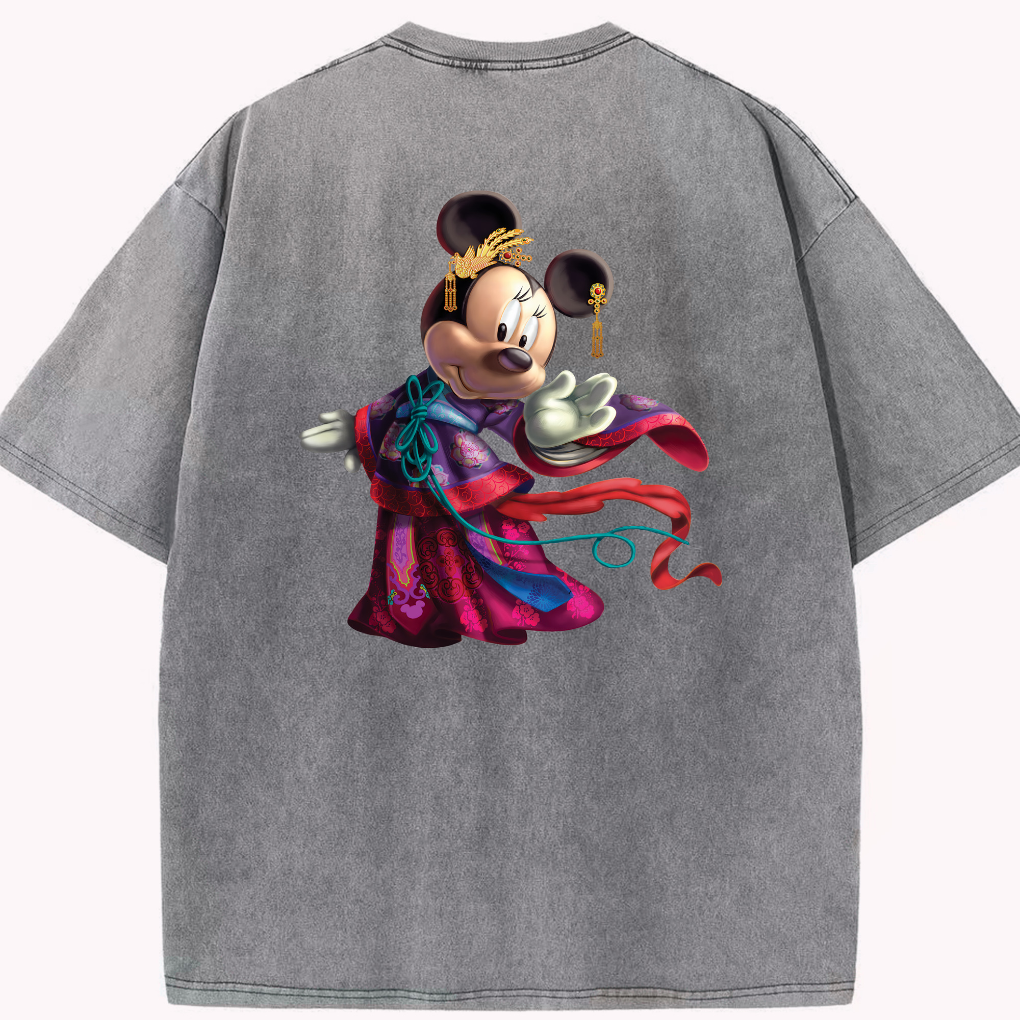 （画像用） ミッキーマウス Mickey Mouse 綿100% ヴィンテージ風 半袖Tシャツ（背面プリント）