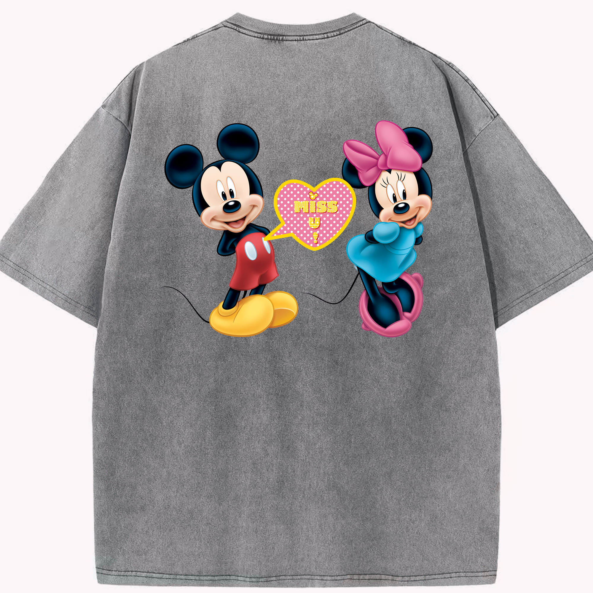 （画像用） ミッキーマウス Mickey Mouse 綿100% ヴィンテージ風 半袖Tシャツ（背面プリント）