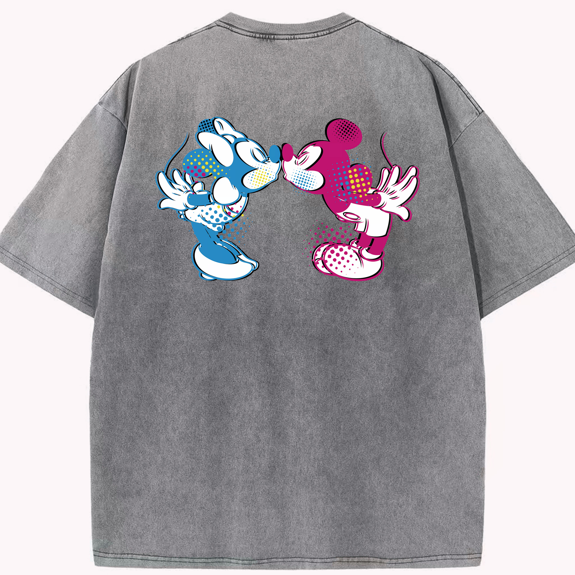（画像用） ミッキーマウス Mickey Mouse 綿100% ヴィンテージ風 半袖Tシャツ（背面プリント）