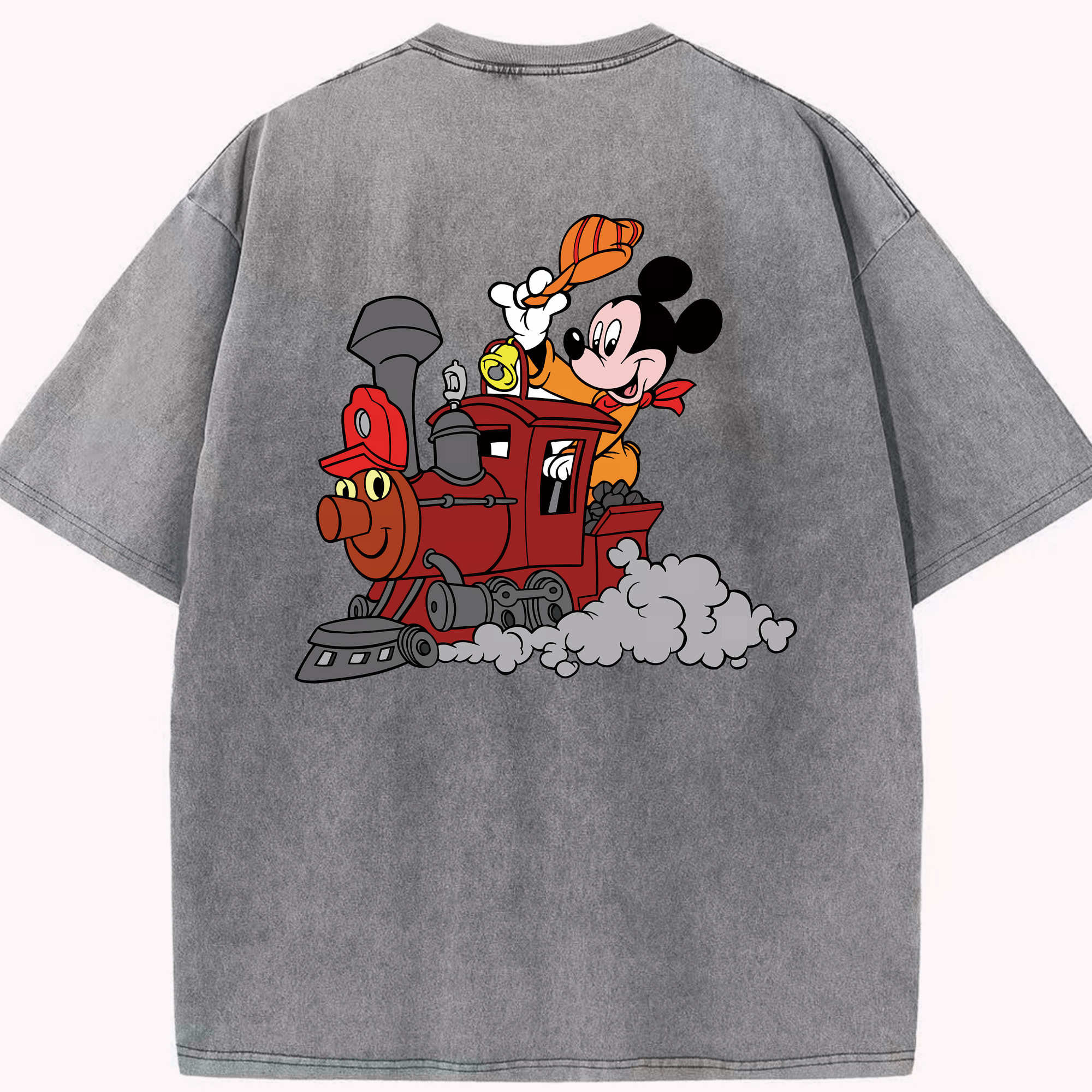 （画像用） ミッキーマウス Mickey Mouse 綿100% ヴィンテージ風 半袖Tシャツ（背面プリント）
