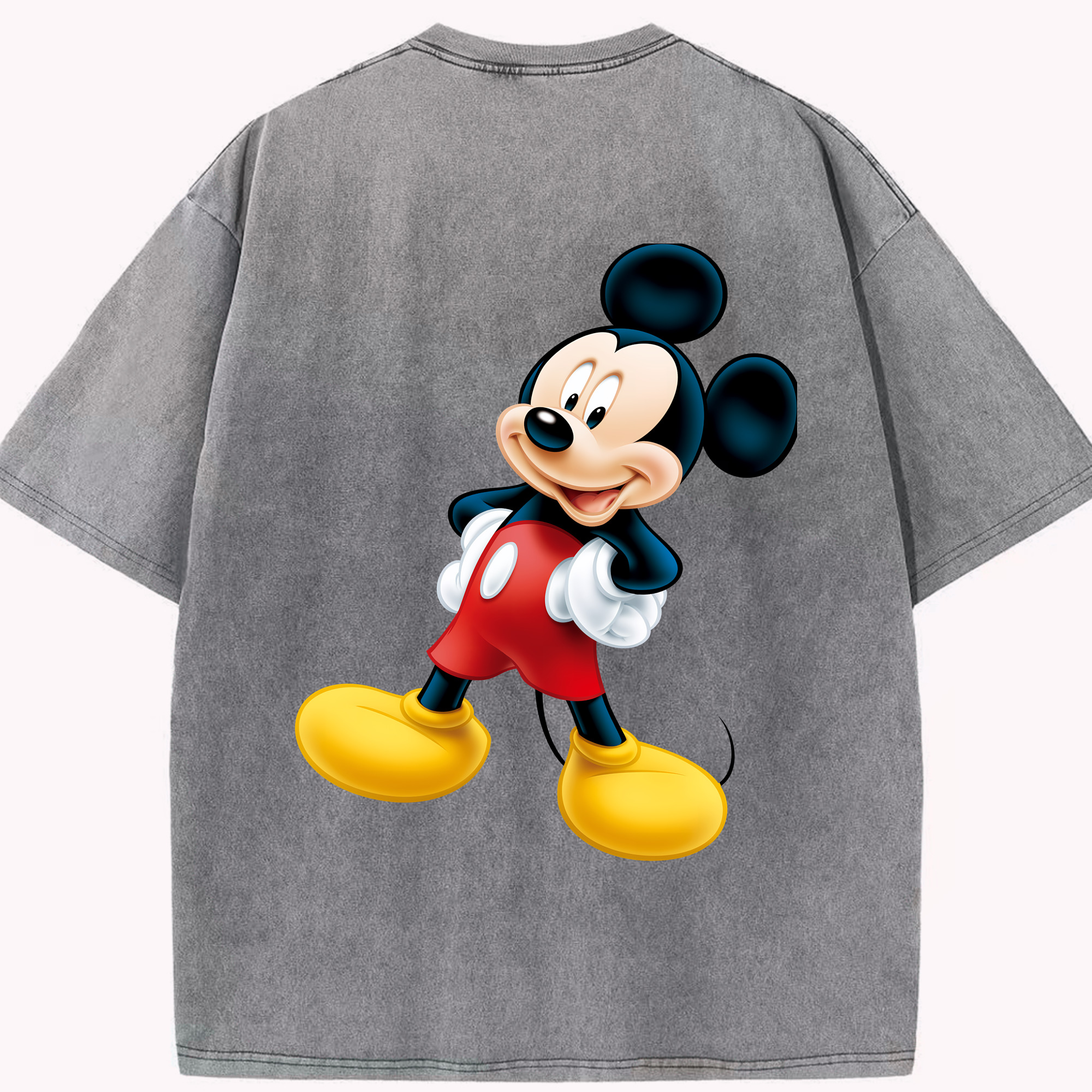 （画像用） ミッキーマウス Mickey Mouse 綿100% ヴィンテージ風 半袖Tシャツ（背面プリント）