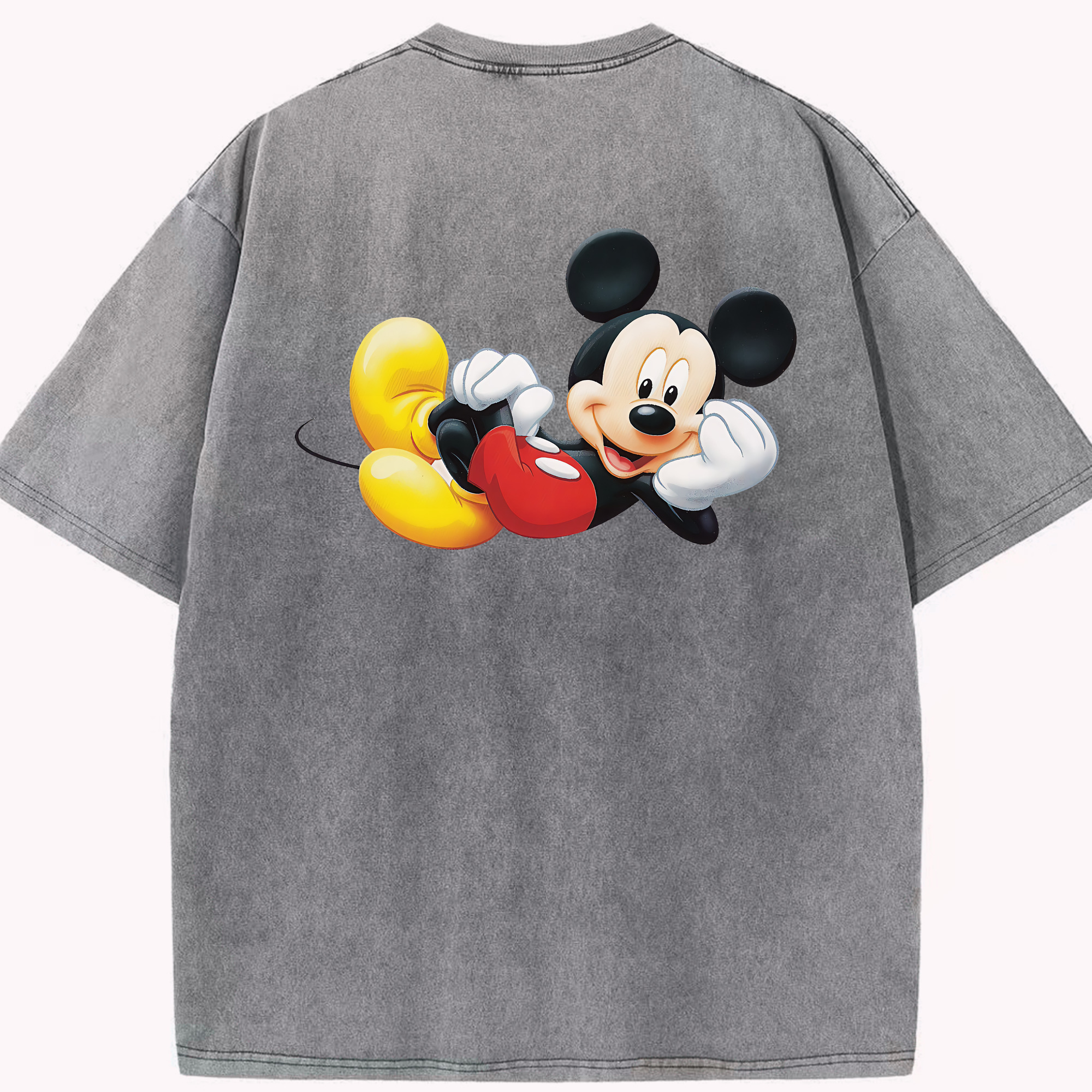 （画像用） ミッキーマウス Mickey Mouse 綿100% ヴィンテージ風 半袖Tシャツ（背面プリント）
