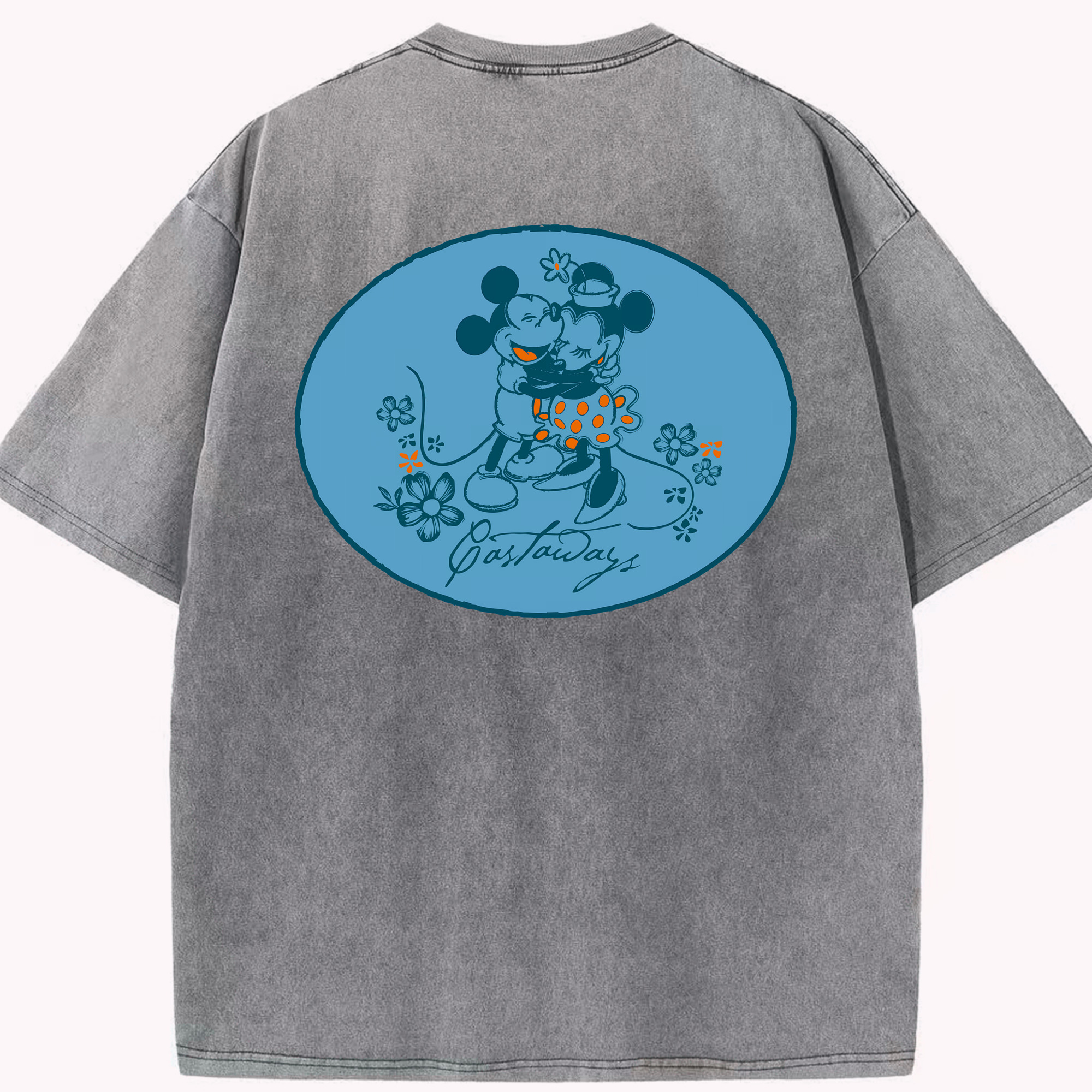 （画像用） ミッキーマウス Mickey Mouse 綿100% ヴィンテージ風 半袖Tシャツ（背面プリント）