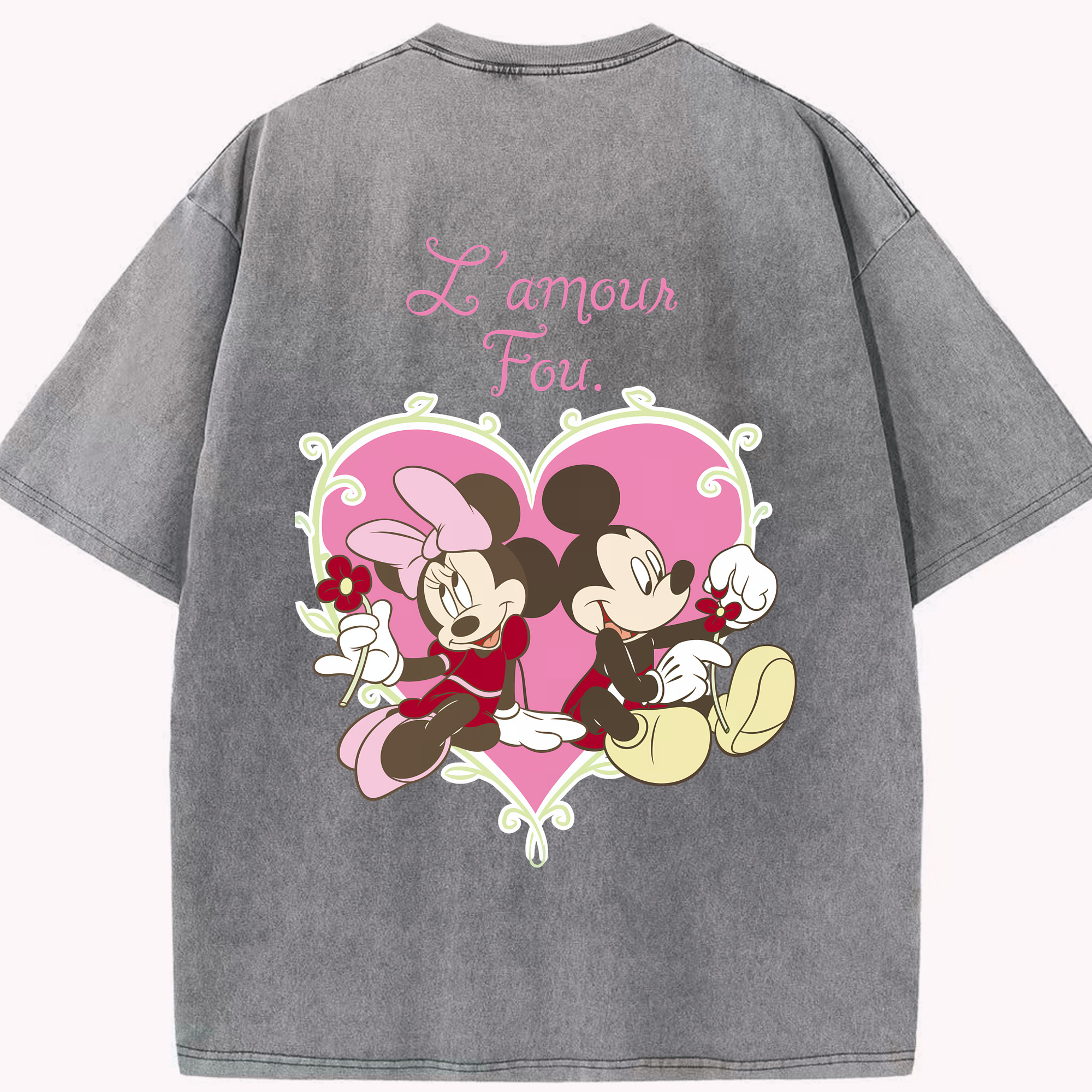 （画像用） ミッキーマウス Mickey Mouse 綿100% ヴィンテージ風 半袖Tシャツ（背面プリント）