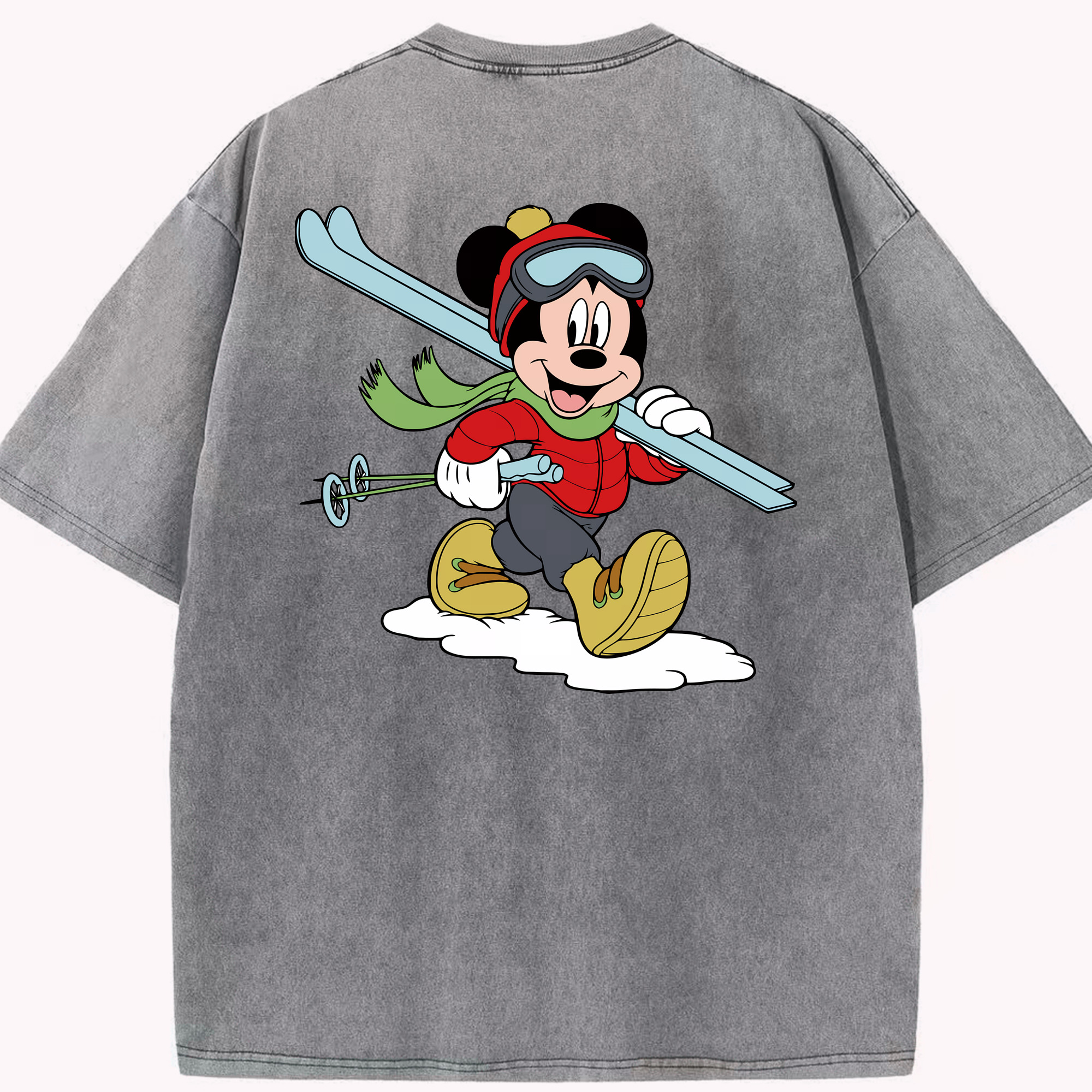 （画像用） ミッキーマウス Mickey Mouse 綿100% ヴィンテージ風 半袖Tシャツ（背面プリント）