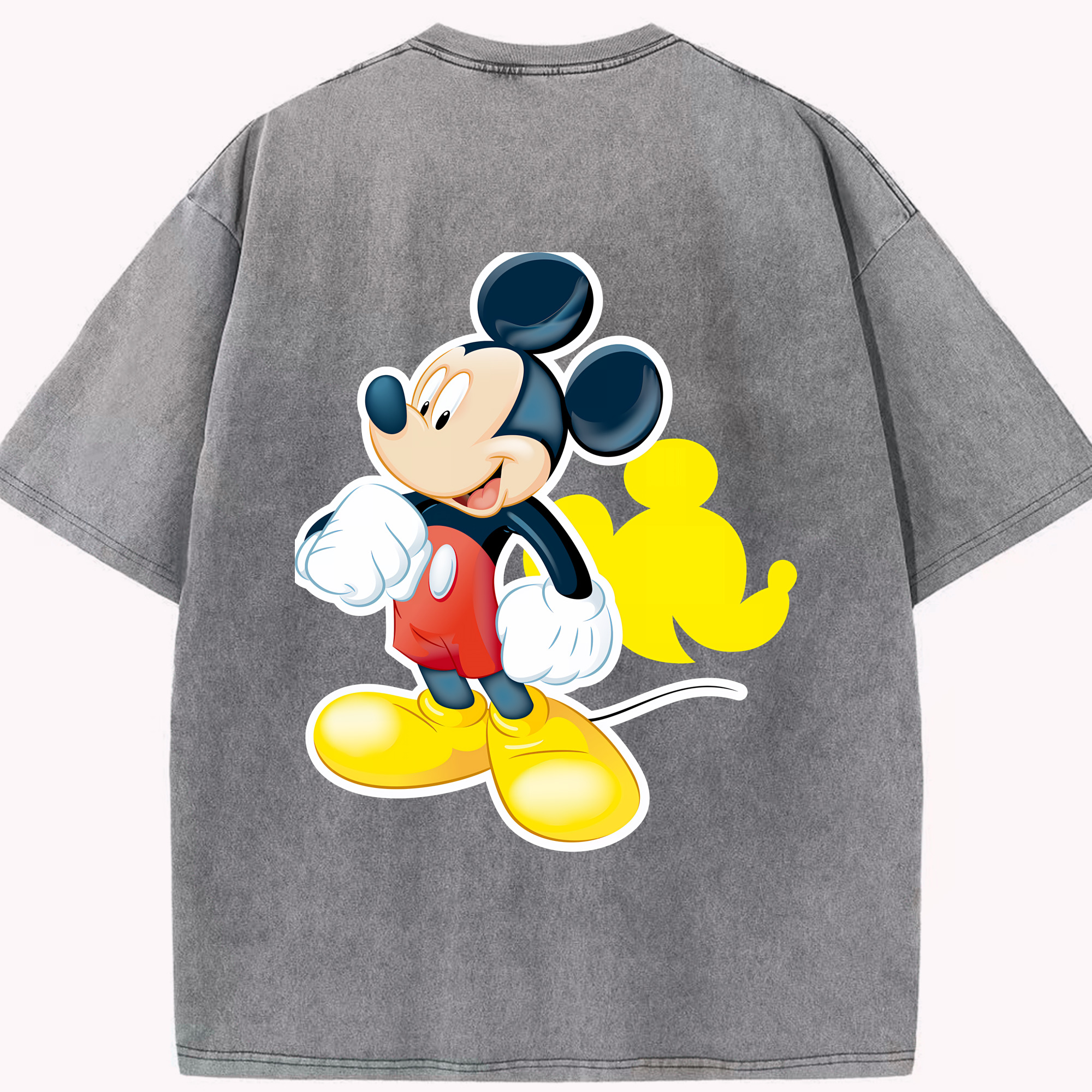 （画像用） ミッキーマウス Mickey Mouse 綿100% ヴィンテージ風 半袖Tシャツ（背面プリント）