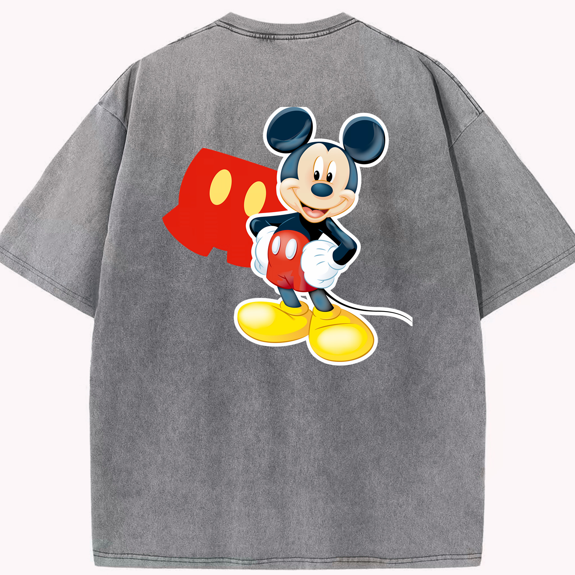 （画像用） ミッキーマウス Mickey Mouse 綿100% ヴィンテージ風 半袖Tシャツ（背面プリント）