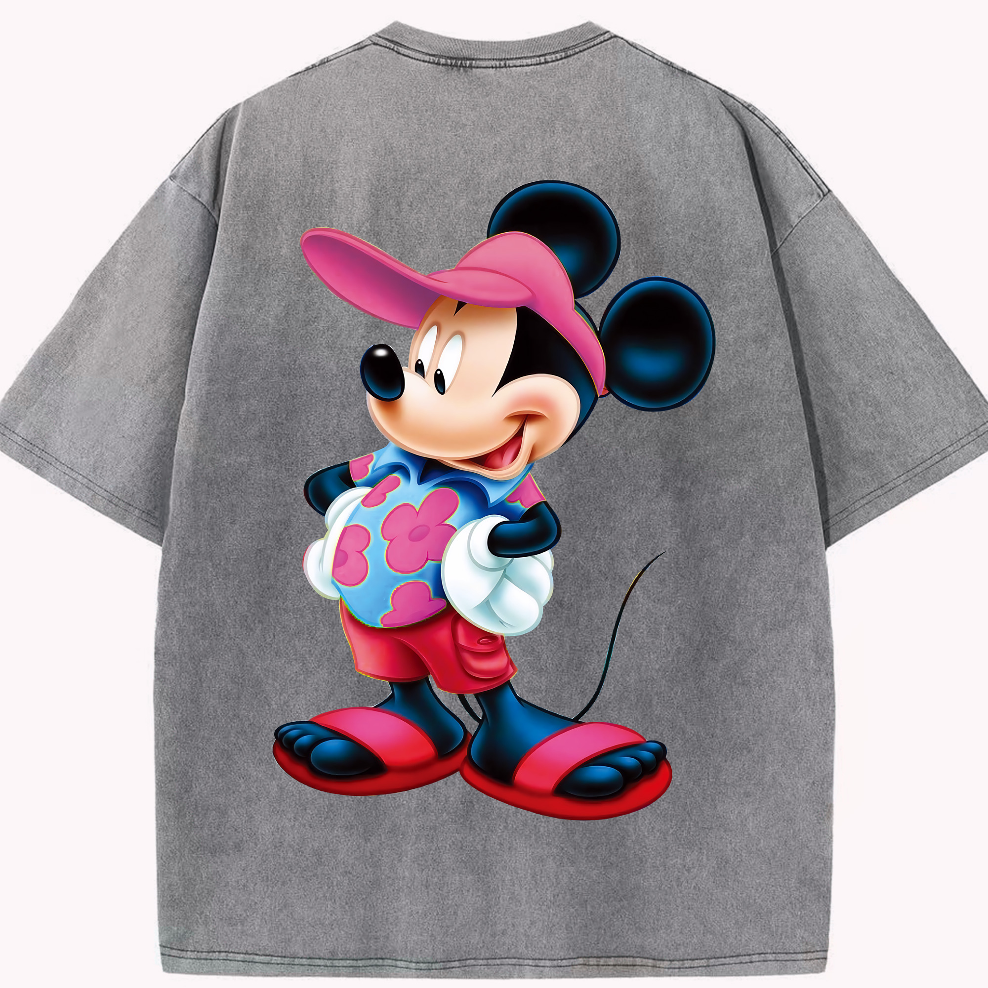 （画像用） ミッキーマウス Mickey Mouse 綿100% ヴィンテージ風 半袖Tシャツ（背面プリント）