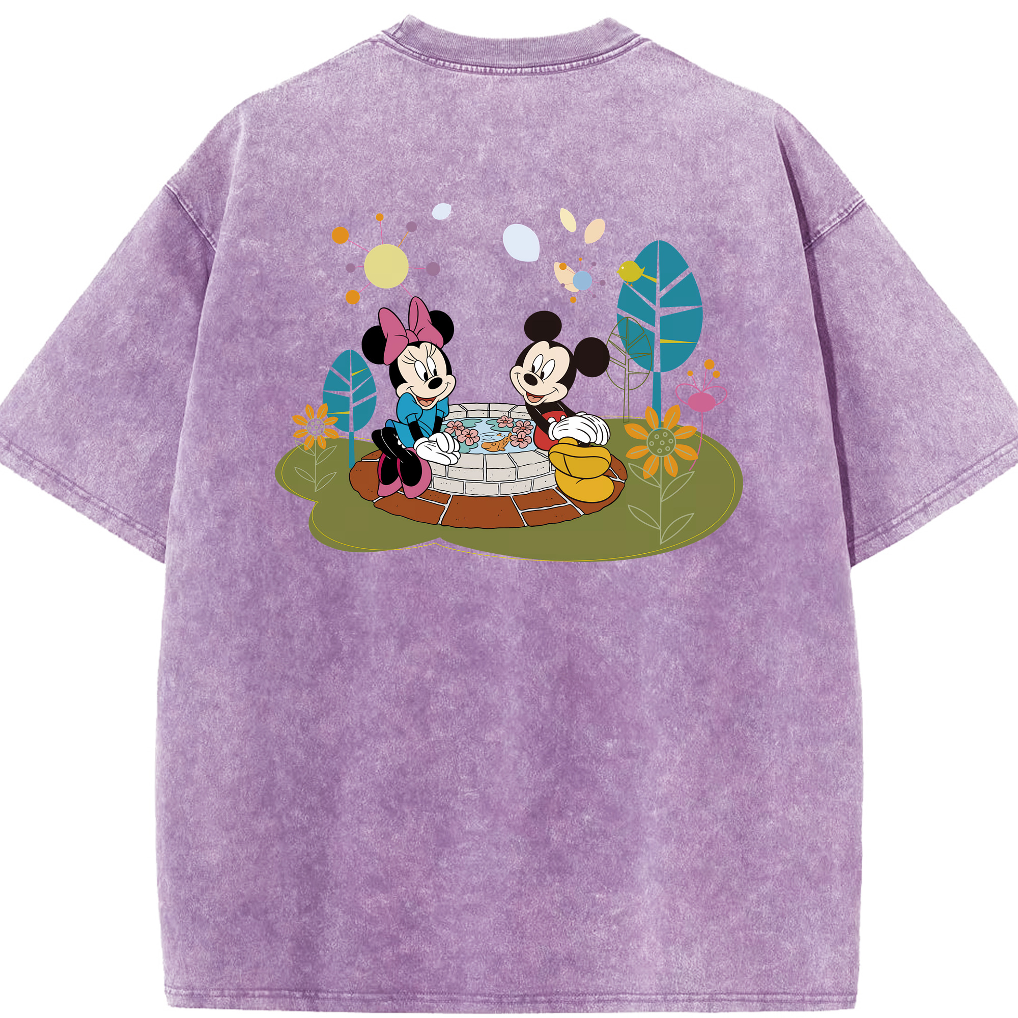（画像用） ミッキーマウス Mickey Mouse 綿100% ヴィンテージ風 半袖Tシャツ（背面プリント）
